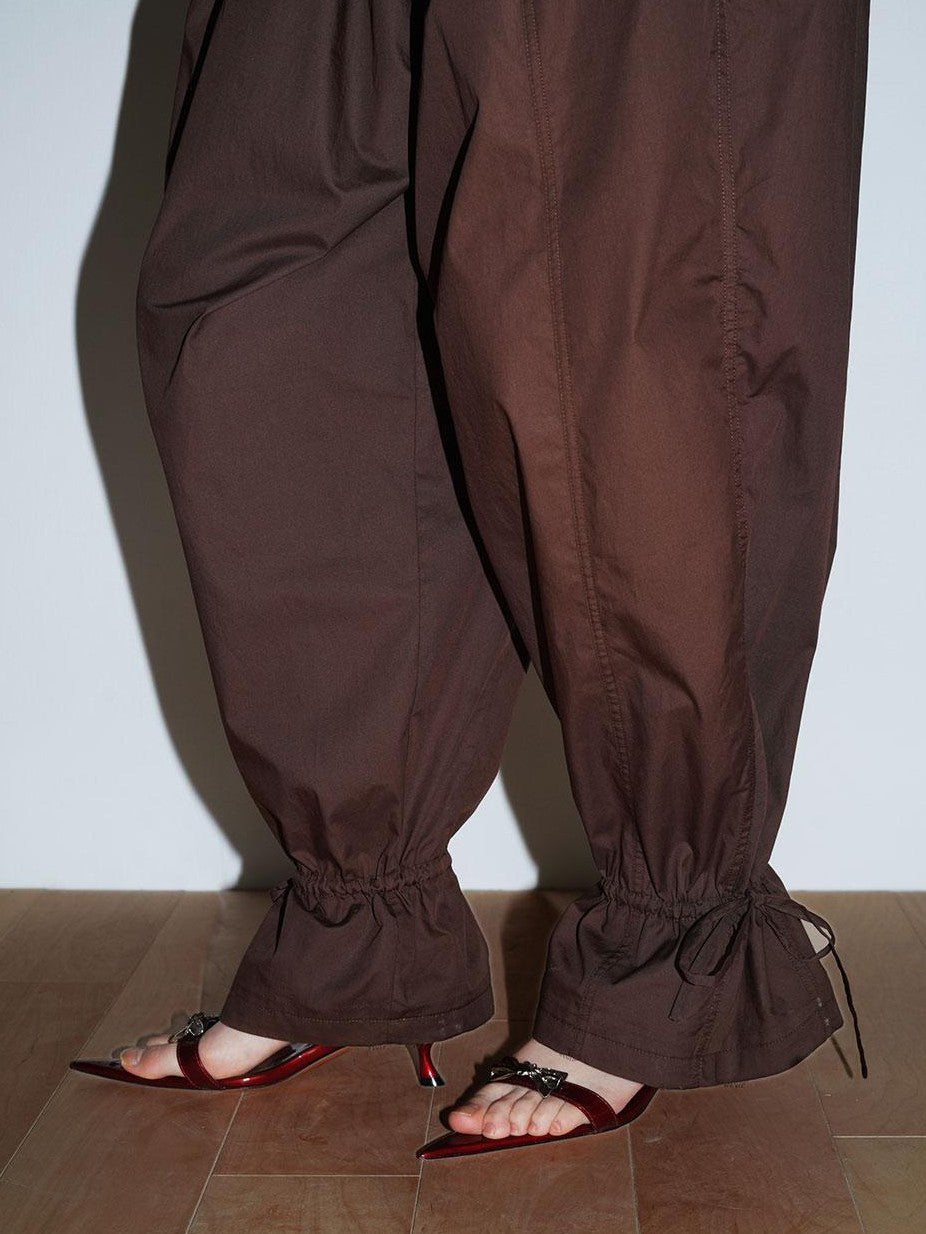 badtaste Western Vintage Solid Balloon Silhouette Cinched Cuff Women's Wide-leg Pants