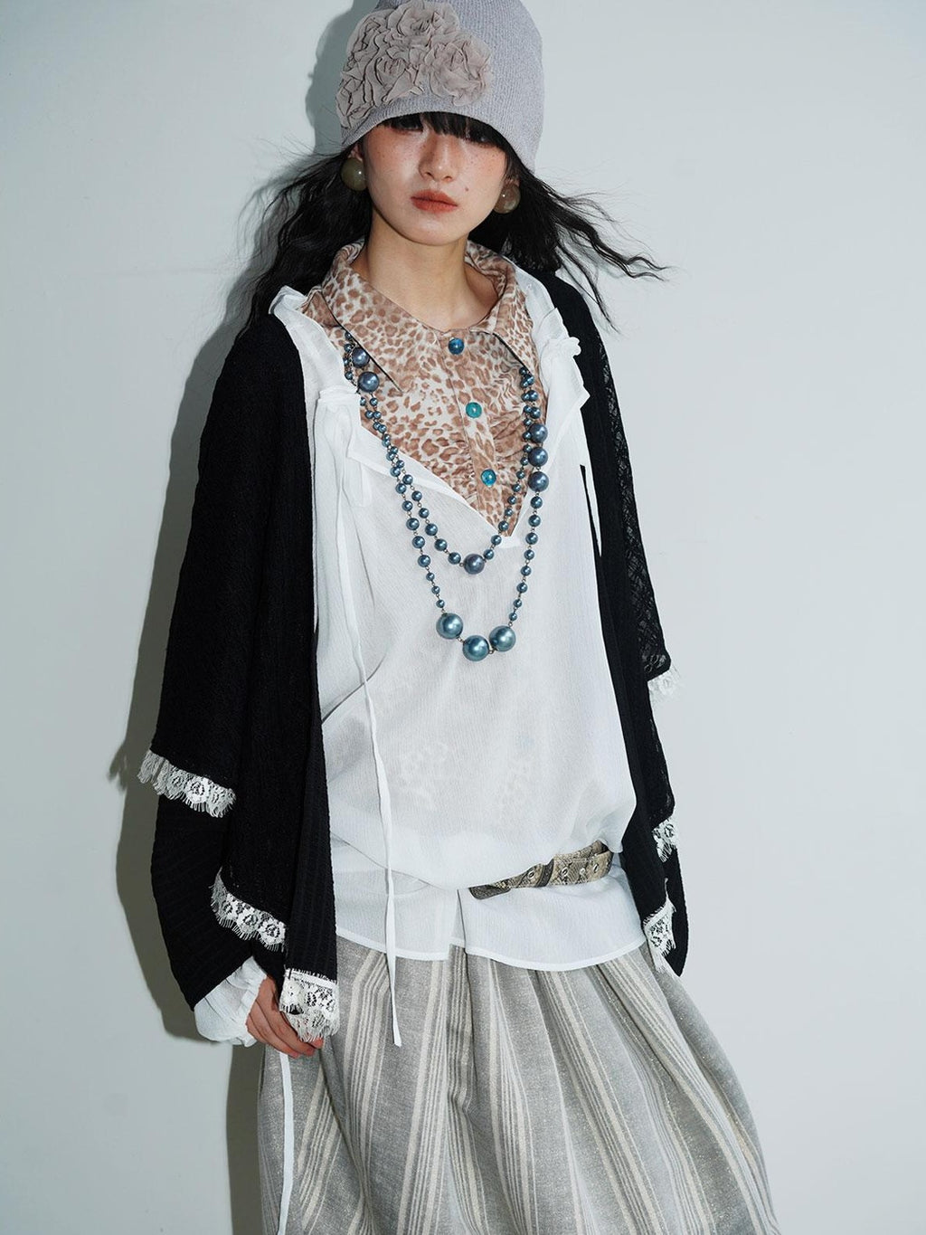 badtaste Western Vintage Solid Patchwork Lace Loose Short Women's Cotton Cardigans