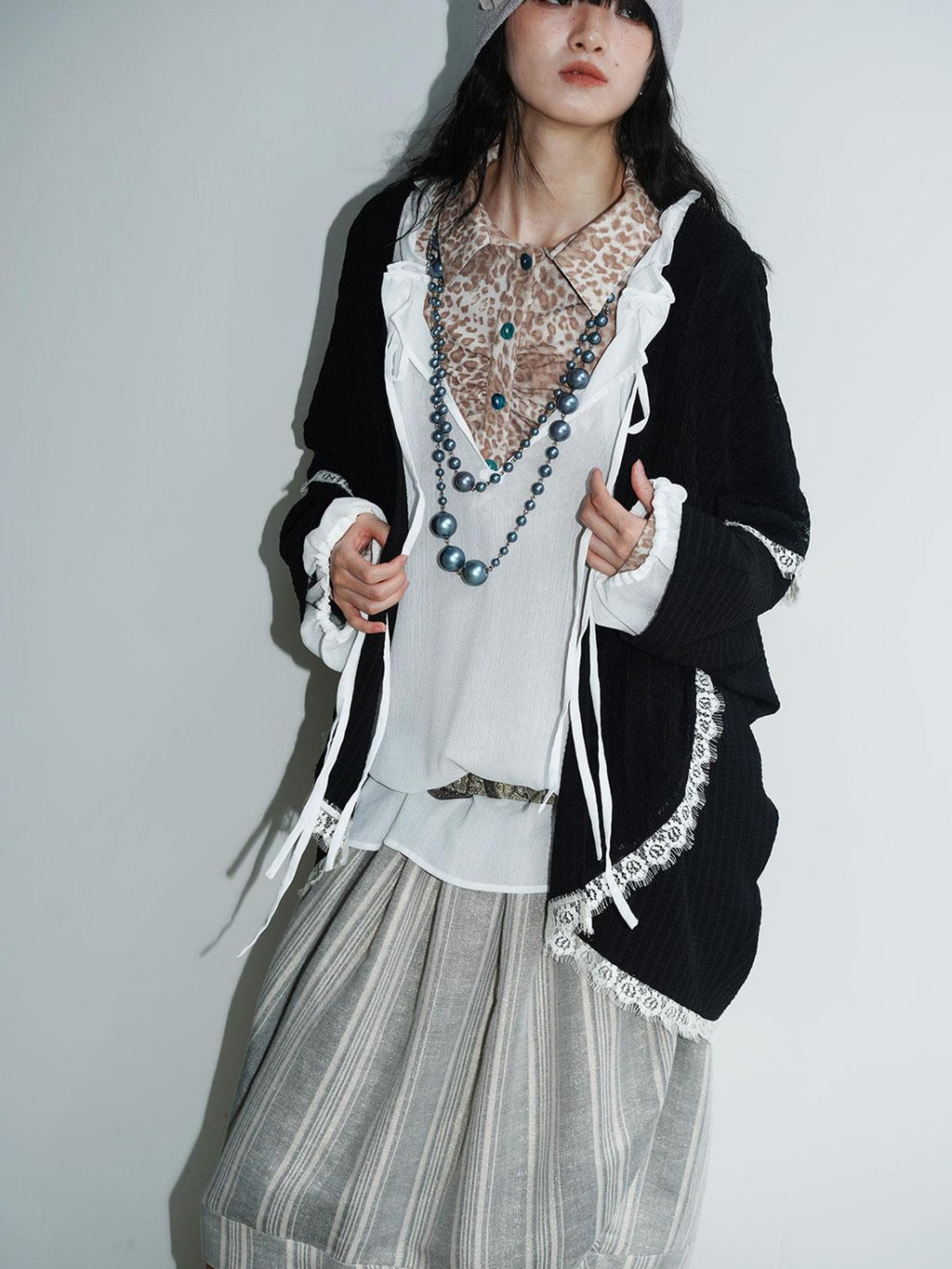 badtaste Western Vintage Solid Patchwork Lace Loose Short Women's Cotton Cardigans