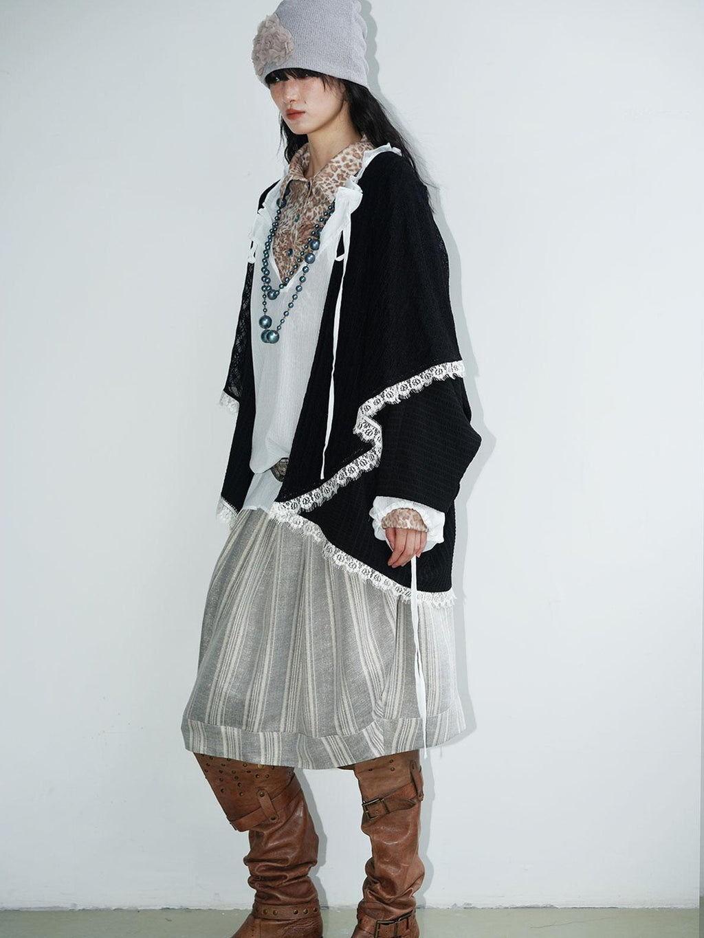 badtaste Western Vintage Solid Patchwork Lace Loose Short Women's Cotton Cardigans