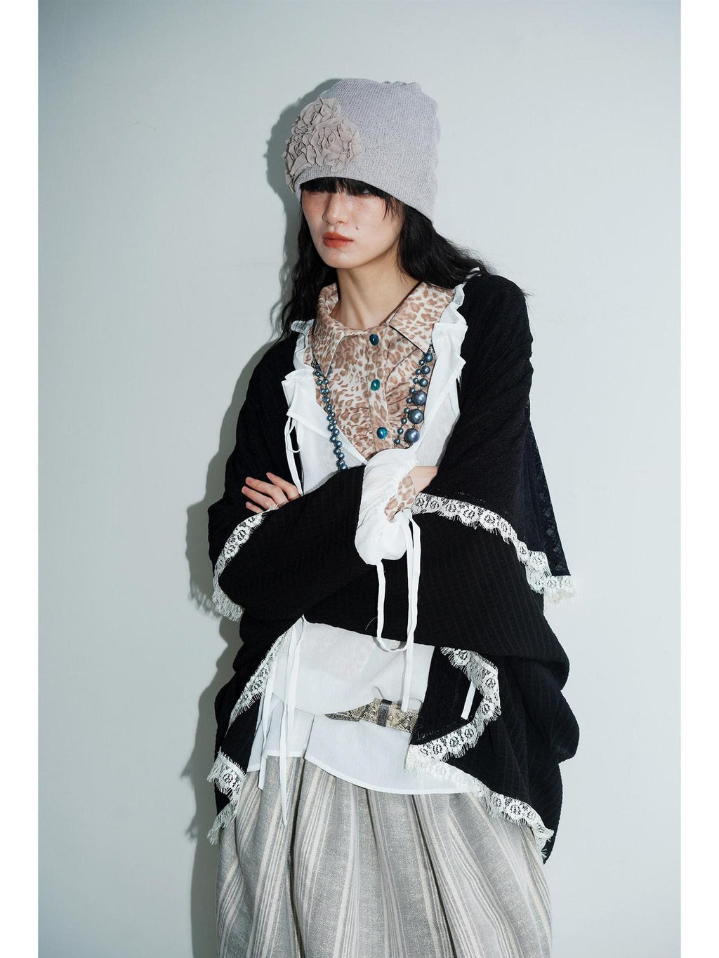 badtaste Western Vintage Solid Patchwork Lace Loose Short Women's Cotton Cardigans