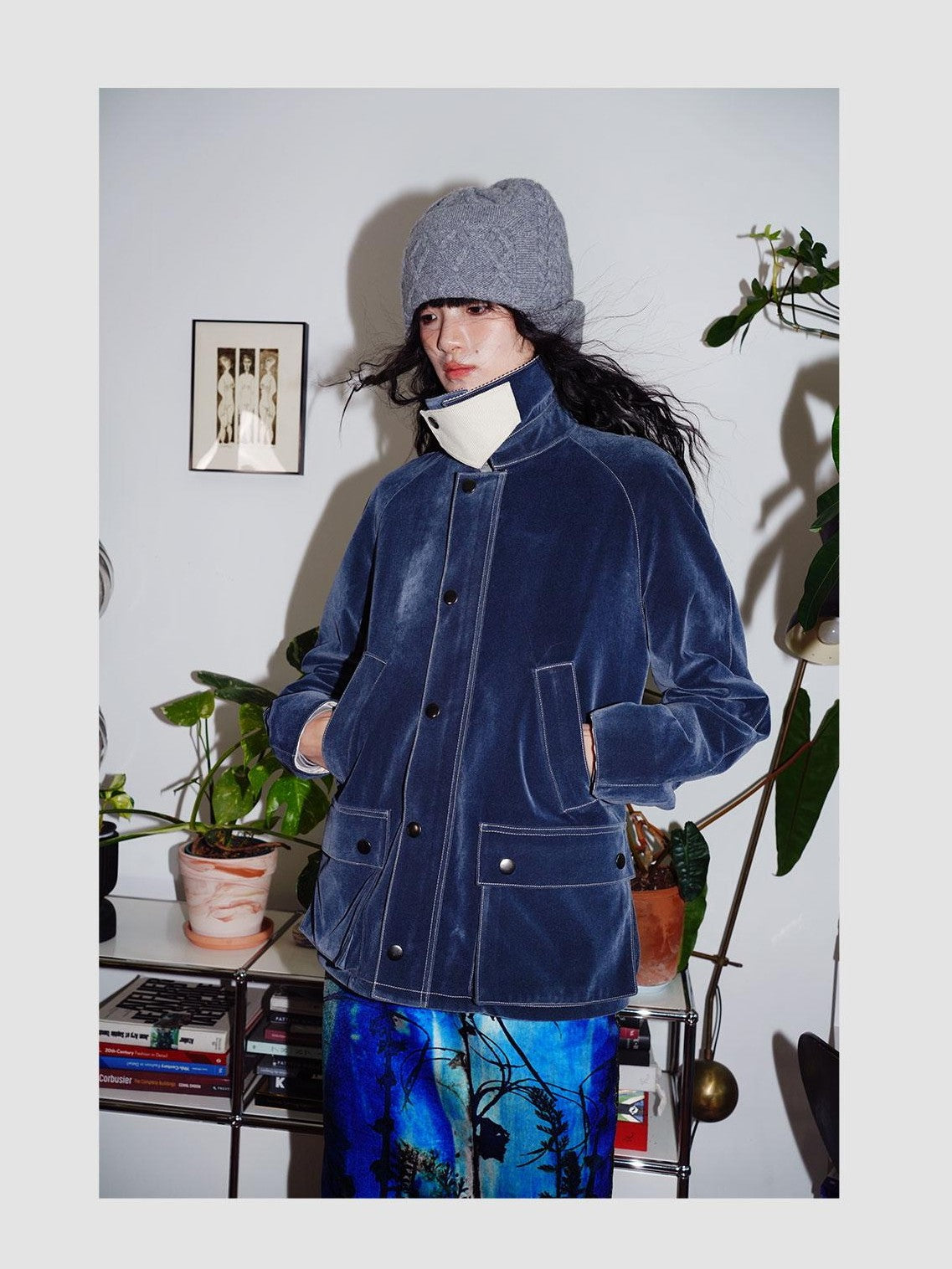badtaste Western Washed Vintage Wool Lined Women's Wool Blend Utility Jackets