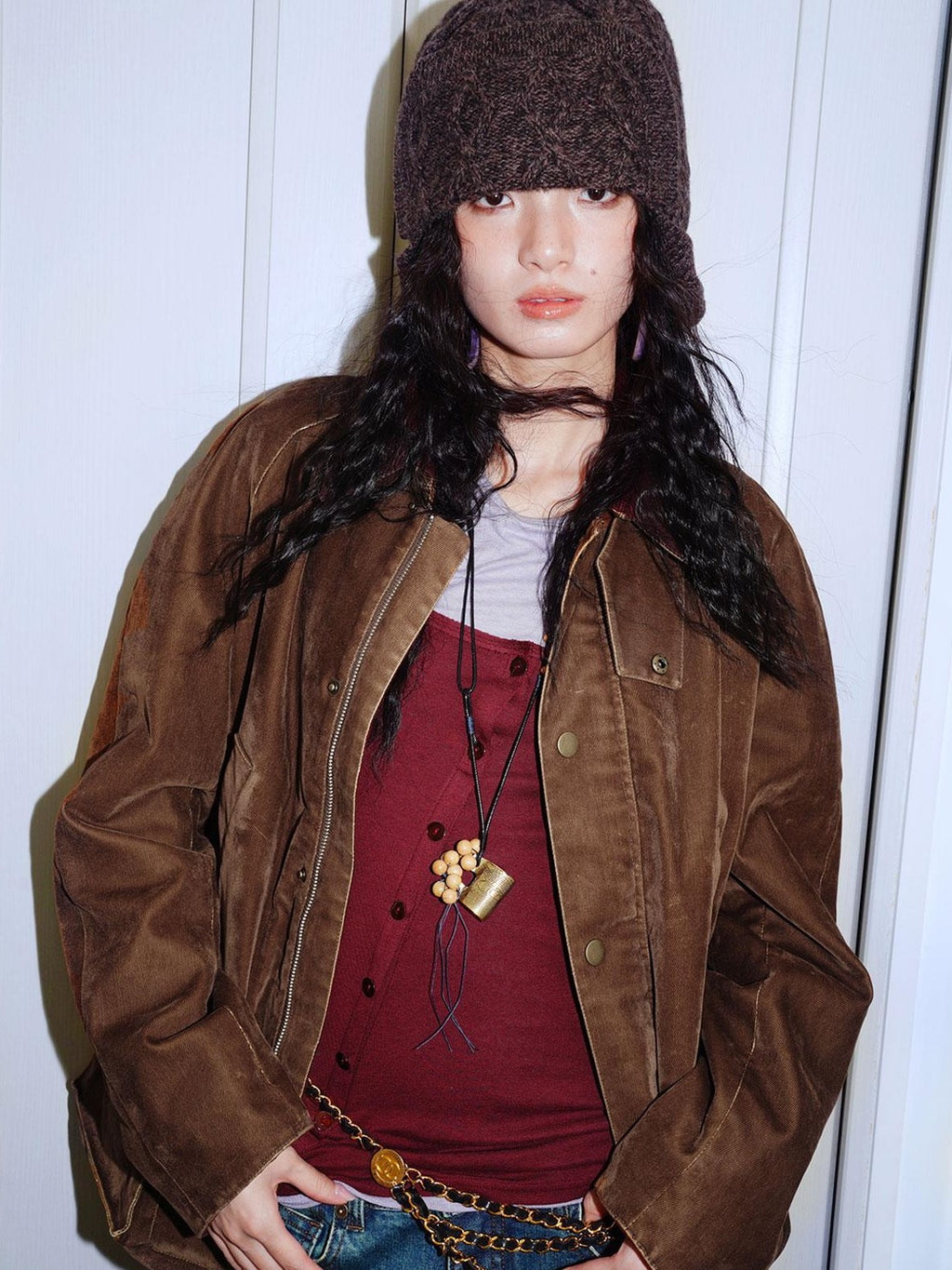 badtaste Western Washed Vintage Wool Lined Women's Wool Blend Utility Jackets