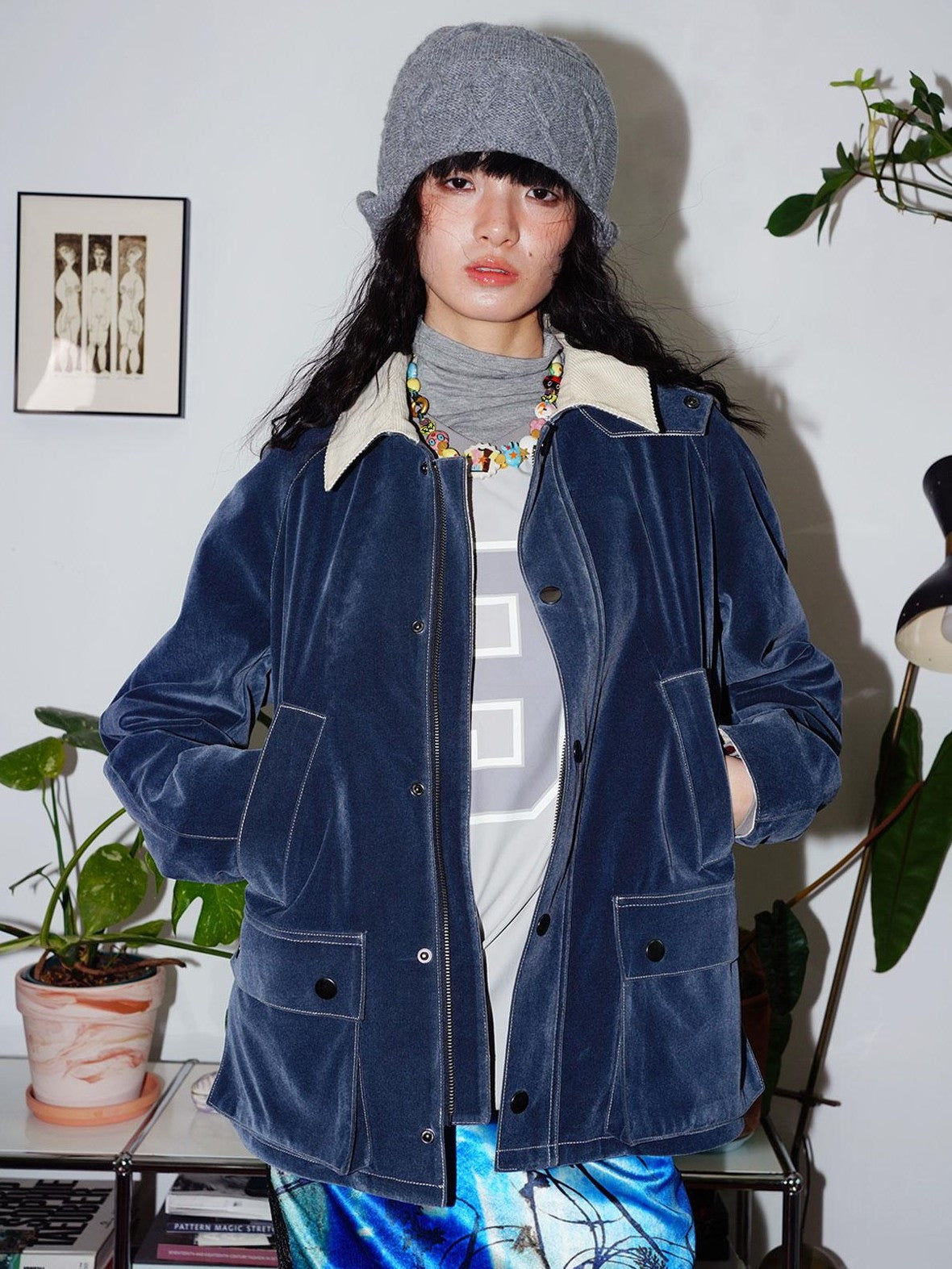 badtaste Western Washed Vintage Wool Lined Women's Wool Blend Utility Jackets