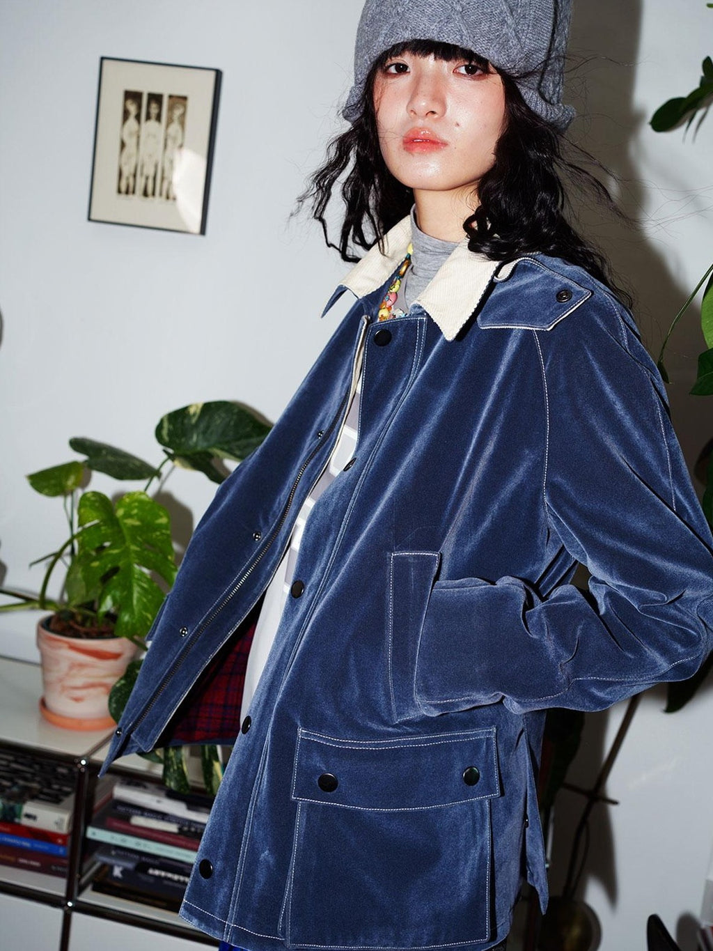 badtaste Western Washed Vintage Wool Lined Women's Wool Blend Utility Jackets