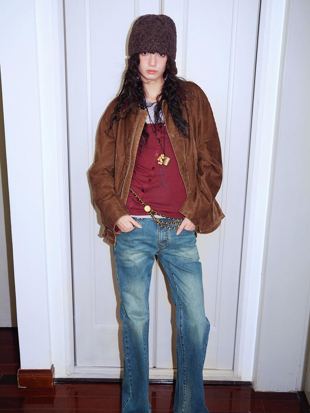 badtaste Western Washed Vintage Wool Lined Women's Wool Blend Utility Jackets