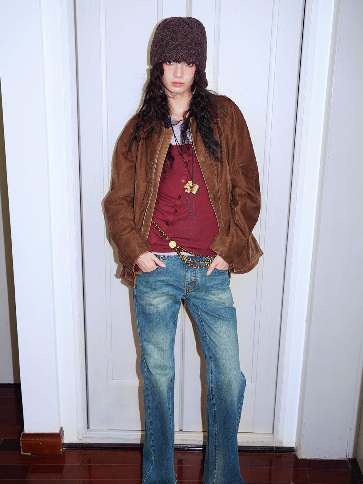badtaste Western Washed Vintage Wool Lined Women's Wool Blend Utility Jackets