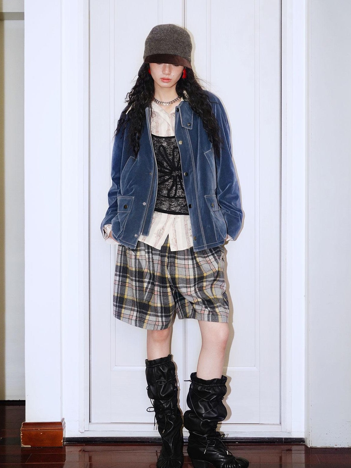 badtaste Western Washed Vintage Wool Lined Women's Wool Blend Utility Jackets