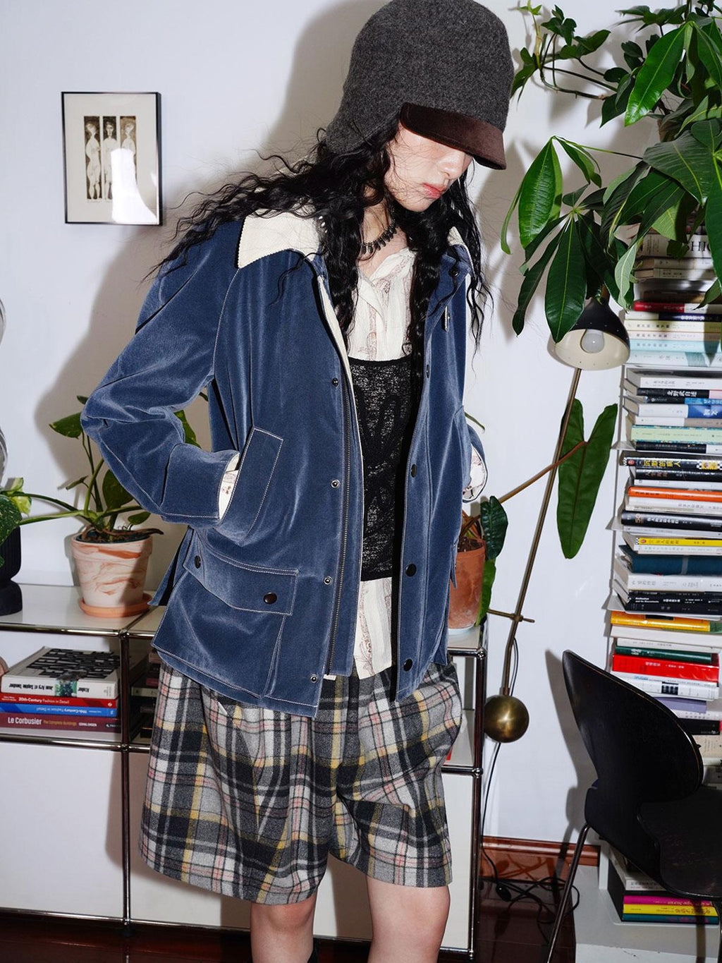 badtaste Western Washed Vintage Wool Lined Women's Wool Blend Utility Jackets