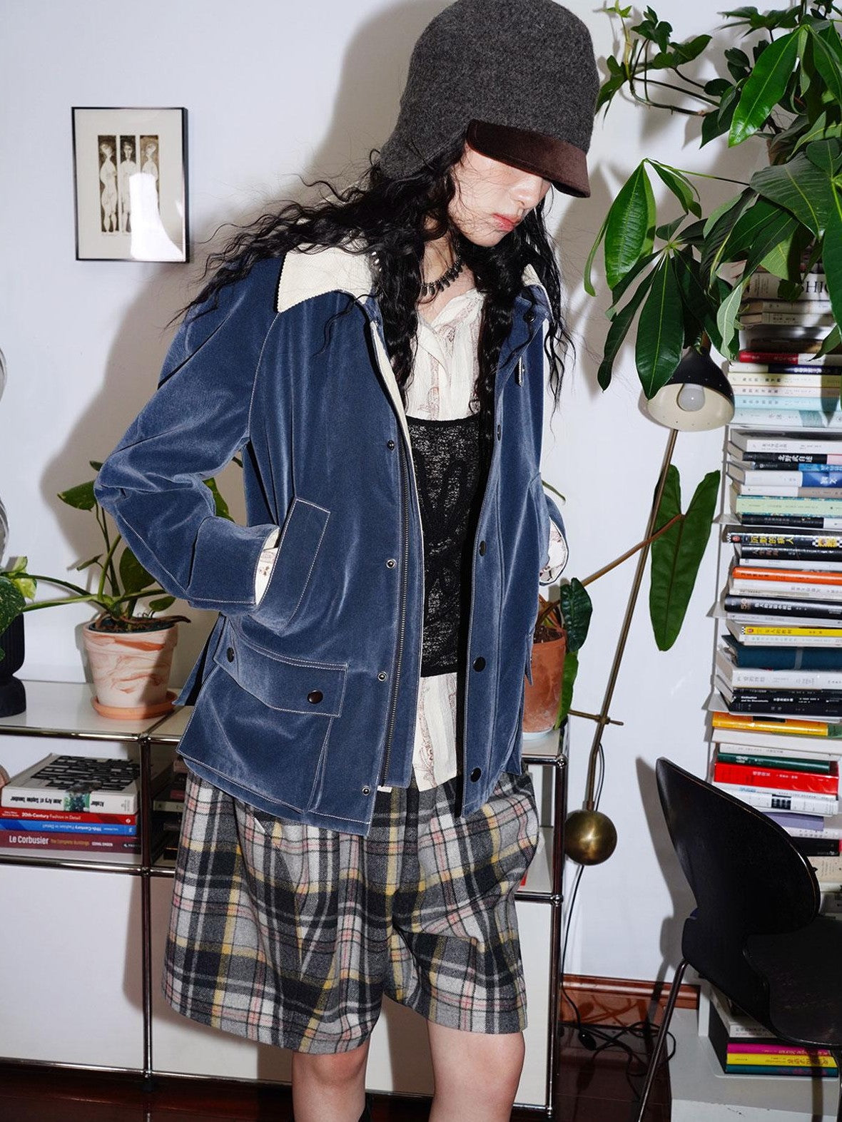 badtaste Western Washed Vintage Wool Lined Women's Wool Blend Utility Jackets