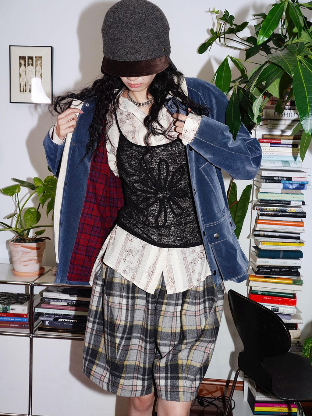 badtaste Western Washed Vintage Wool Lined Women's Wool Blend Utility Jackets