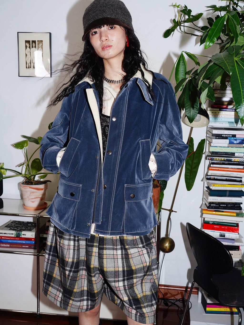 badtaste Western Washed Vintage Wool Lined Women's Wool Blend Utility Jackets