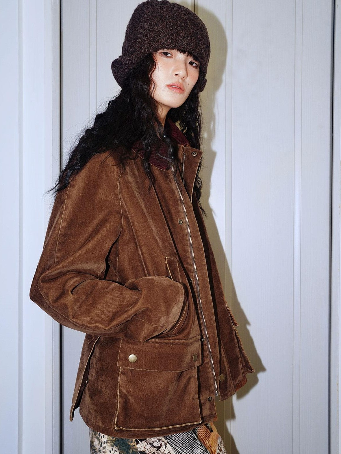 badtaste Western Washed Vintage Wool Lined Women's Wool Blend Utility Jackets