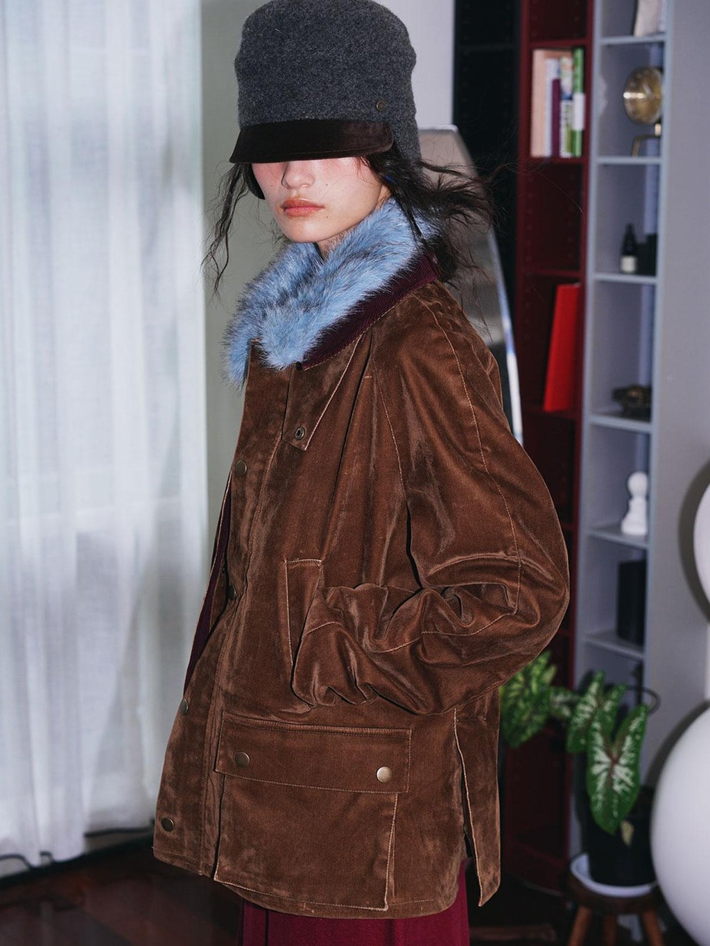 badtaste Western Washed Vintage Wool Lined Women's Wool Blend Utility Jackets