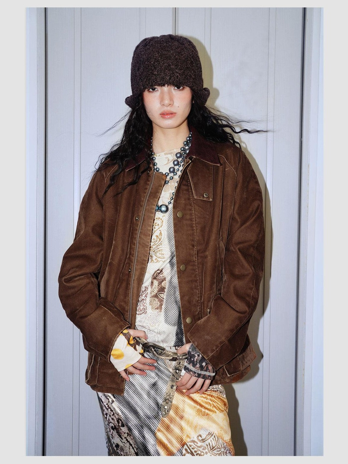 badtaste Western Washed Vintage Wool Lined Women's Wool Blend Utility Jackets