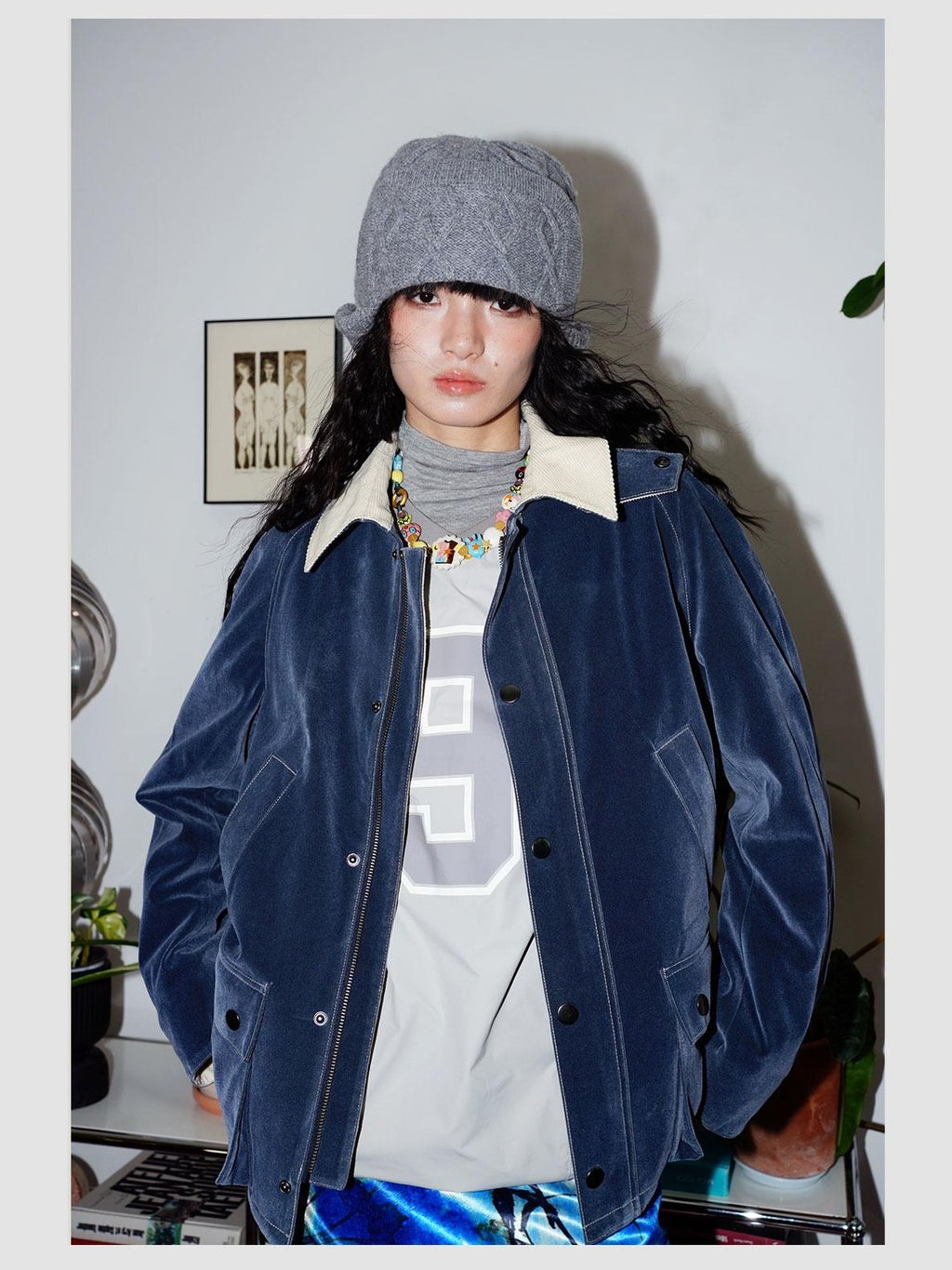 badtaste Western Washed Vintage Wool Lined Women's Wool Blend Utility Jackets