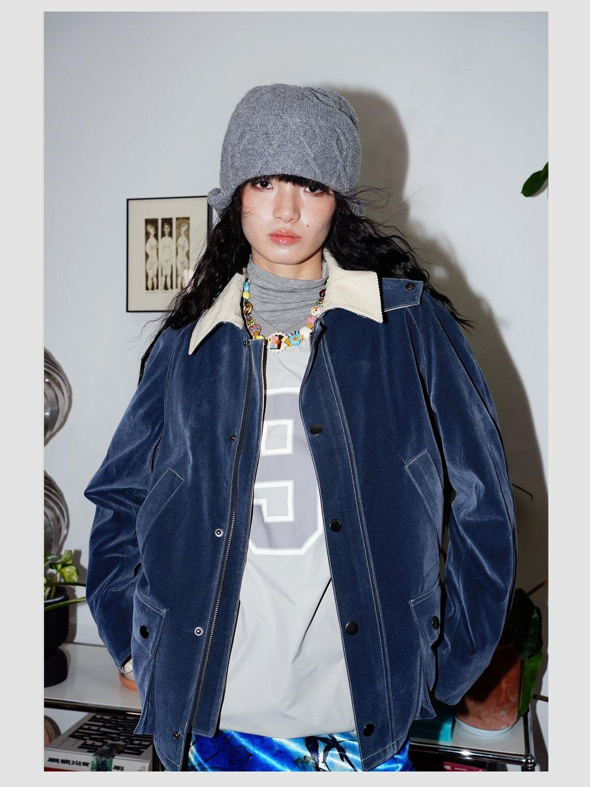 badtaste Western Washed Vintage Wool Lined Women's Wool Blend Utility Jackets