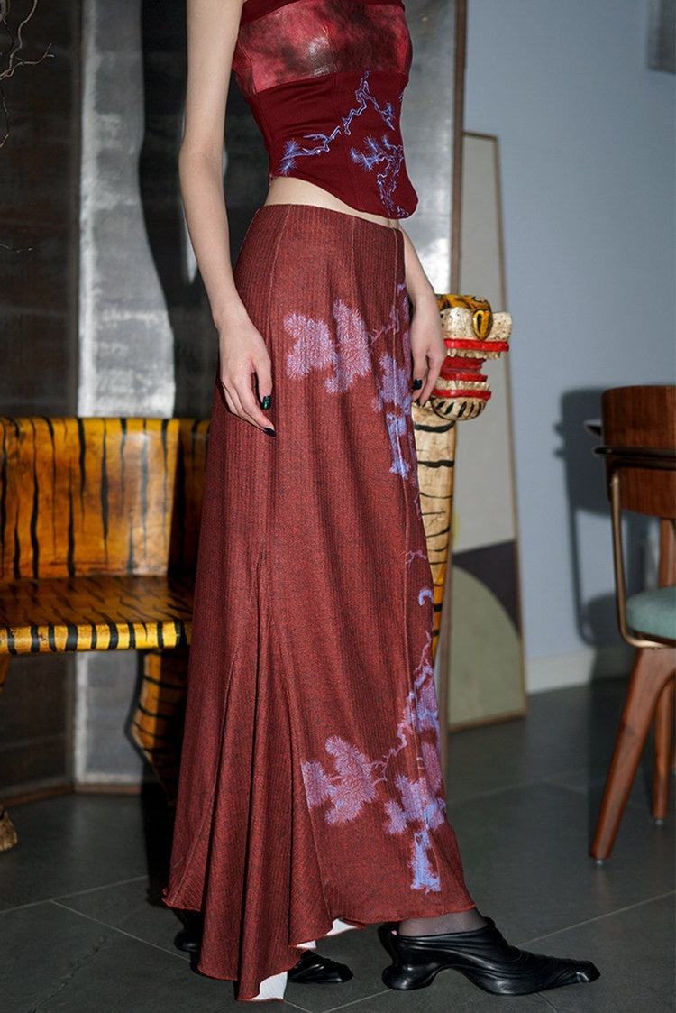 badtaste_Wine_Red_Chinese_Print_Long_Slimming_Women's_Other_Material_Mermaid_Skirts_681537387849_MISSTT