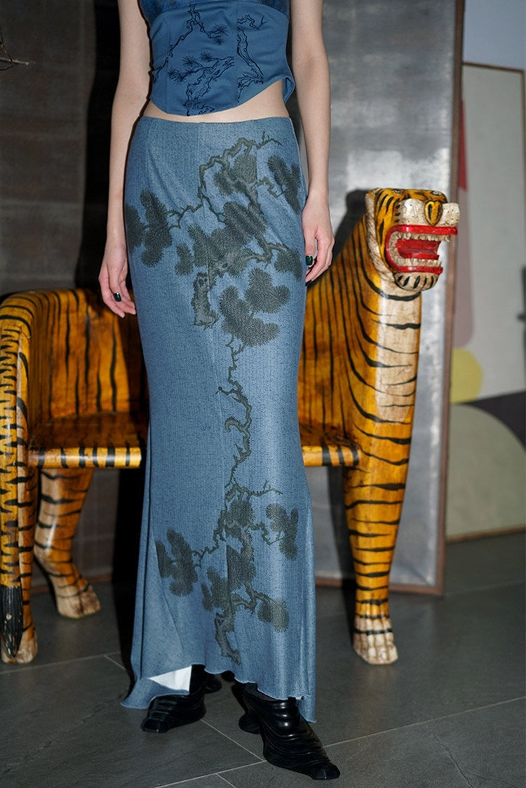 badtaste_Wine_Red_Chinese_Print_Long_Slimming_Women's_Other_Material_Mermaid_Skirts_681537387849_MISSTT