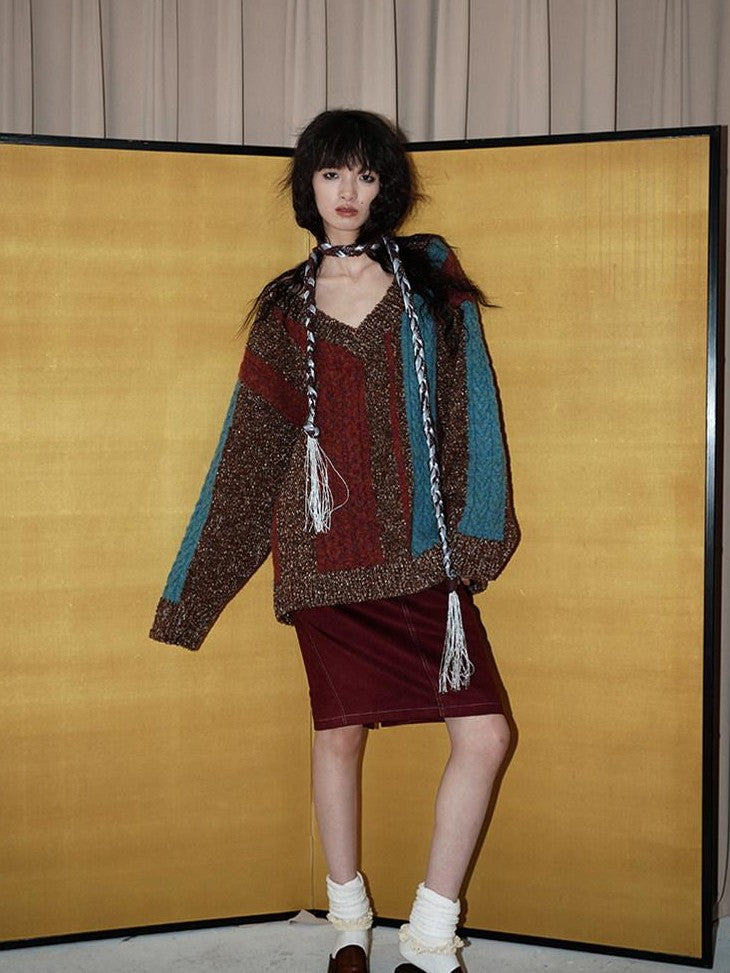 Wine Red Leopard Retro Split Short Slim Women's Suede Pencil Skirts