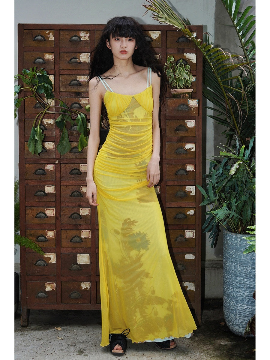 badtaste_Yellow_Printed_Mesh_Ruched_Mermaid_Women's_Mesh_Bodycon_Maxi_Dresses_794672916420_MISSTT