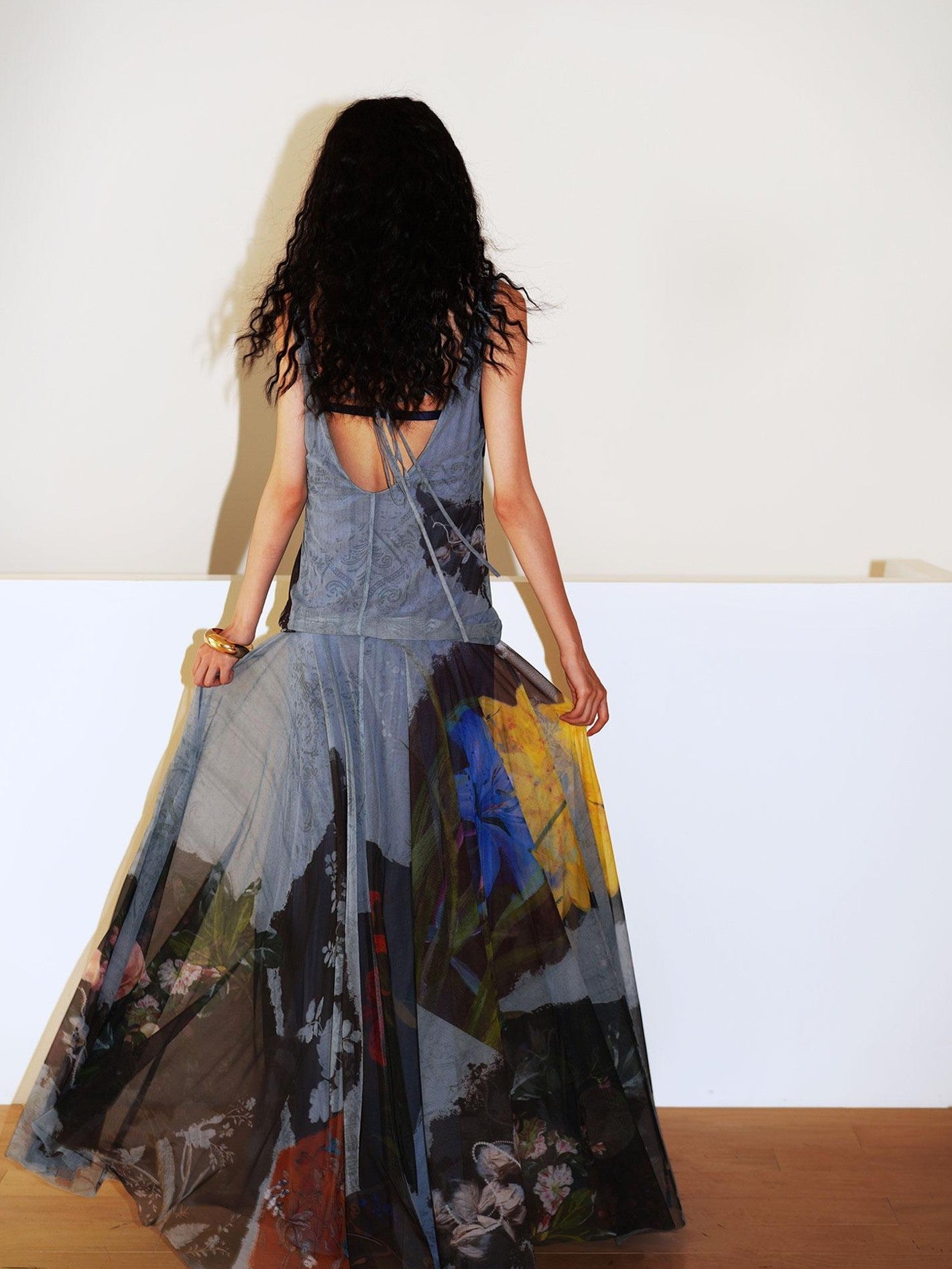 badtaste Yellow Western Printed Sleeveless Full Swing Women's Slip Maxi Dresses
