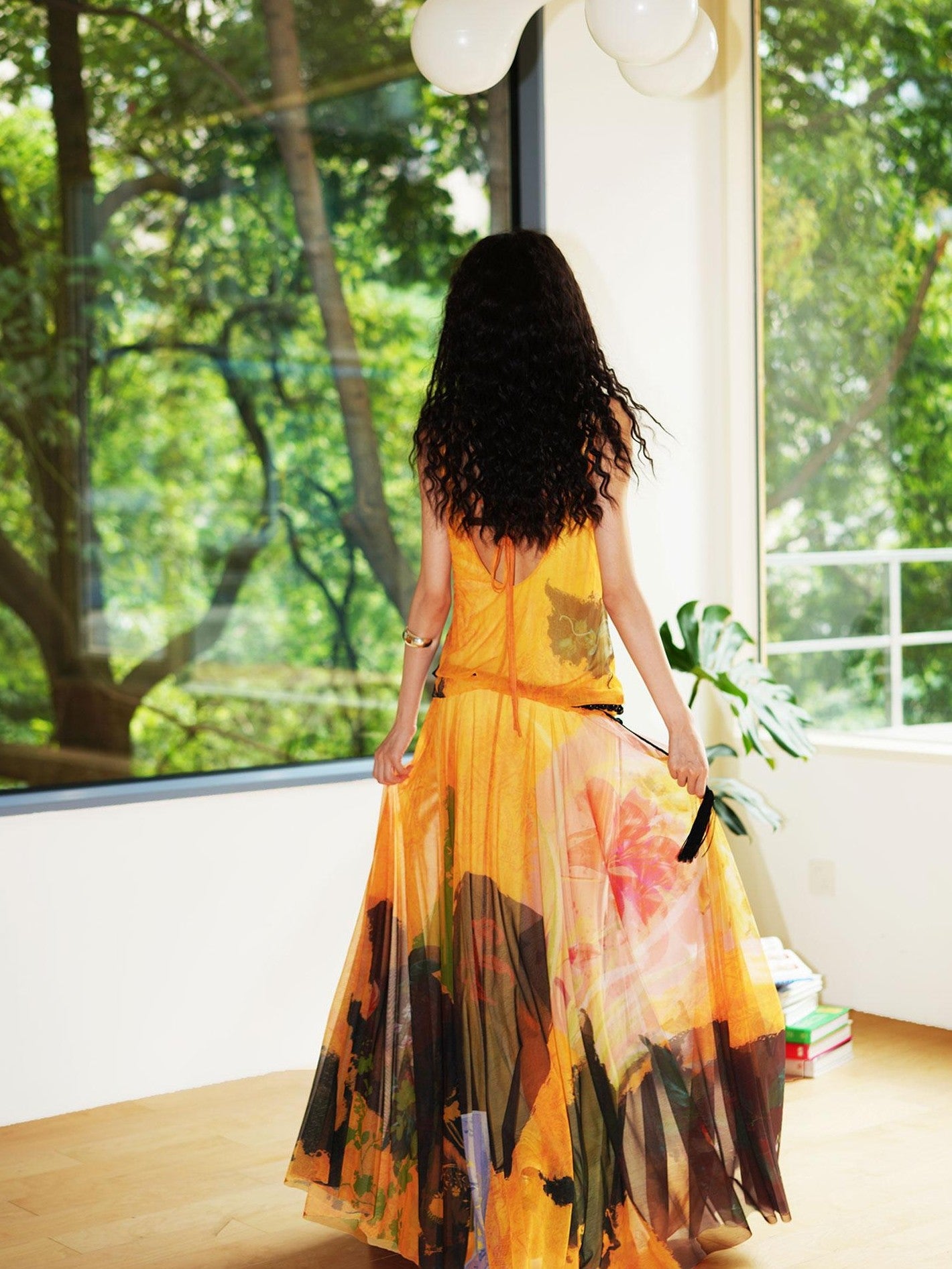 badtaste Yellow Western Printed Sleeveless Full Swing Women's Slip Maxi Dresses