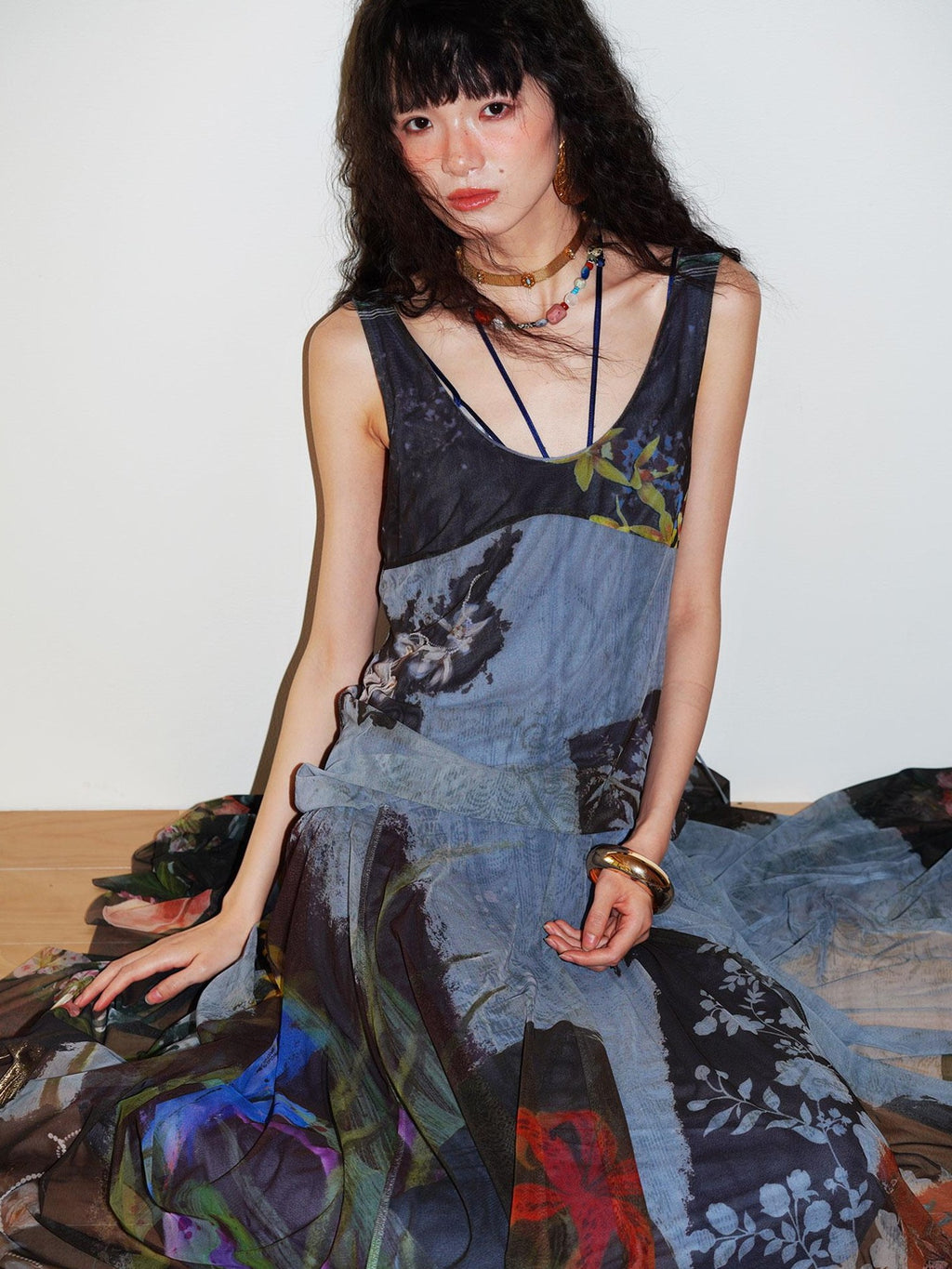 badtaste Yellow Western Printed Sleeveless Full Swing Women's Slip Maxi Dresses