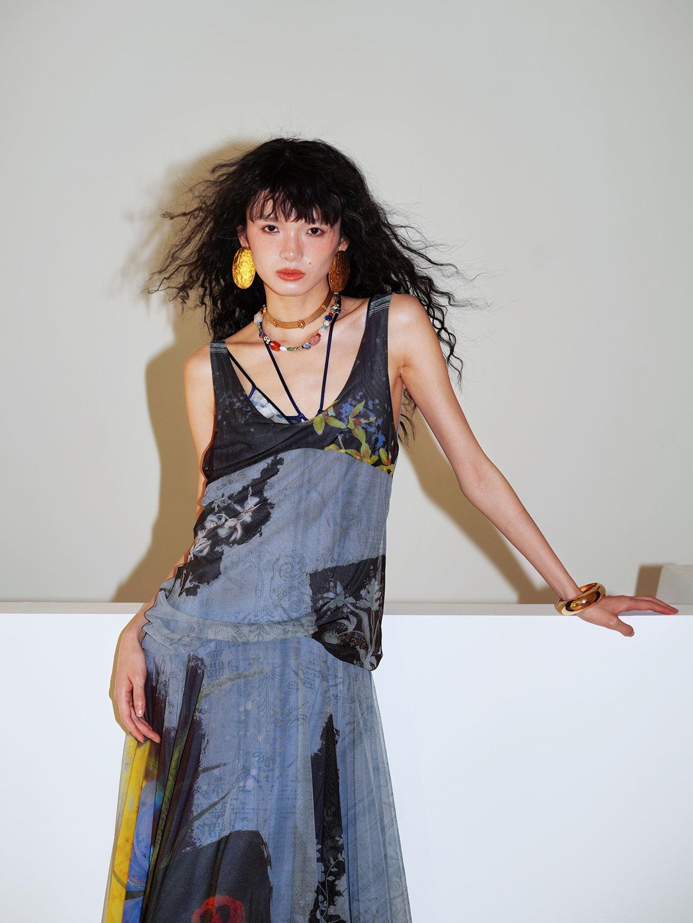 badtaste Yellow Western Printed Sleeveless Full Swing Women's Slip Maxi Dresses