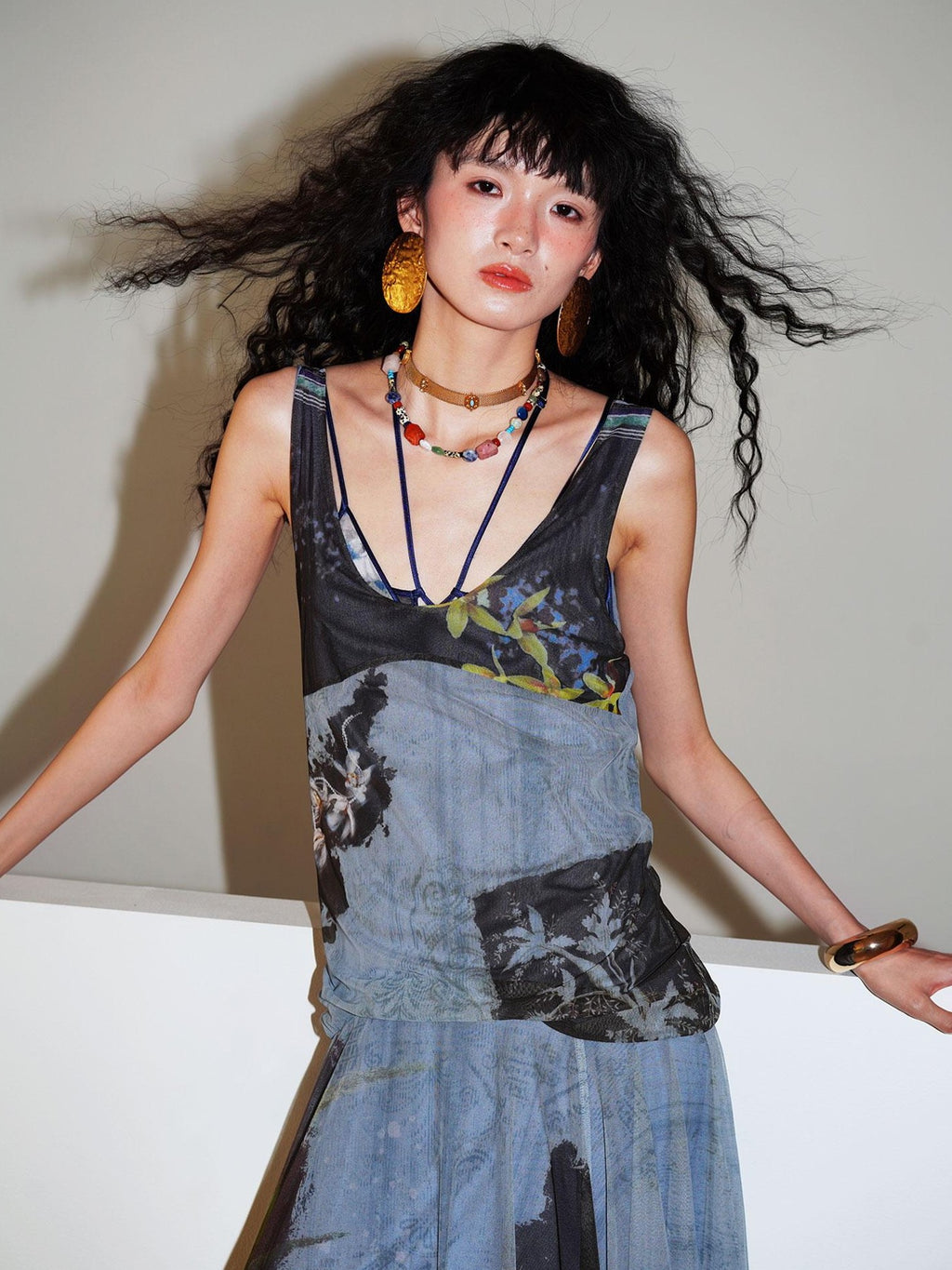 badtaste Yellow Western Printed Sleeveless Full Swing Women's Slip Maxi Dresses