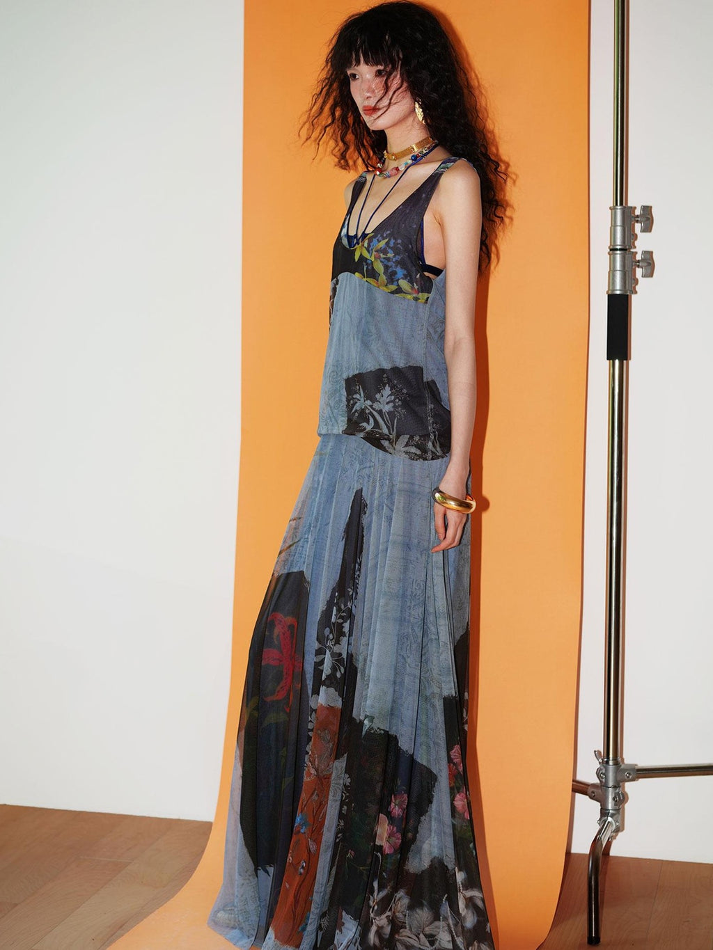 badtaste Yellow Western Printed Sleeveless Full Swing Women's Slip Maxi Dresses