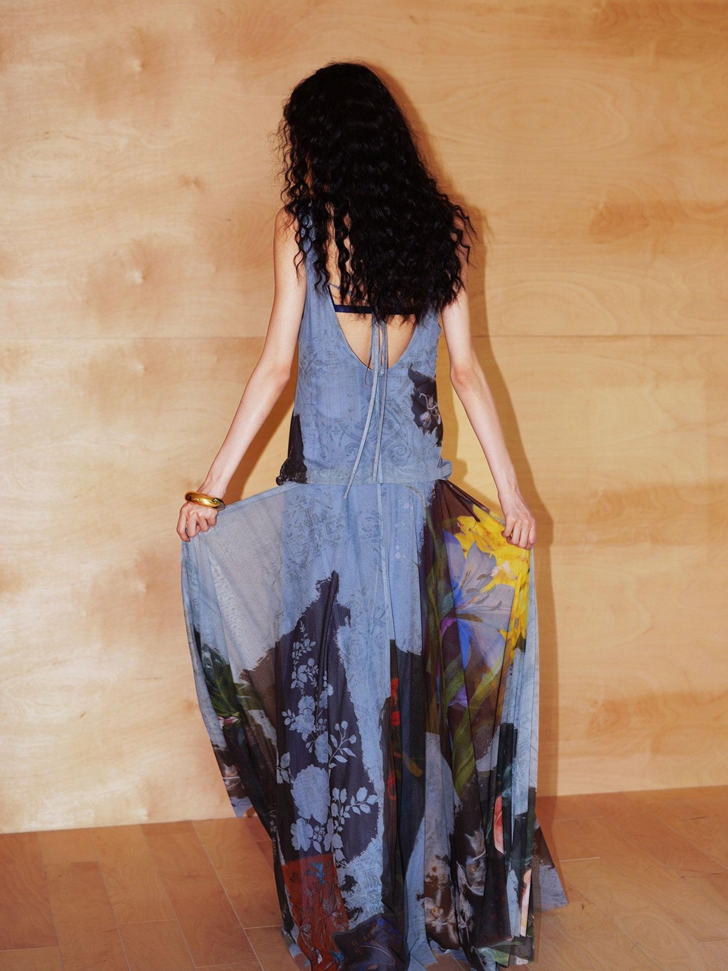 badtaste Yellow Western Printed Sleeveless Full Swing Women's Slip Maxi Dresses