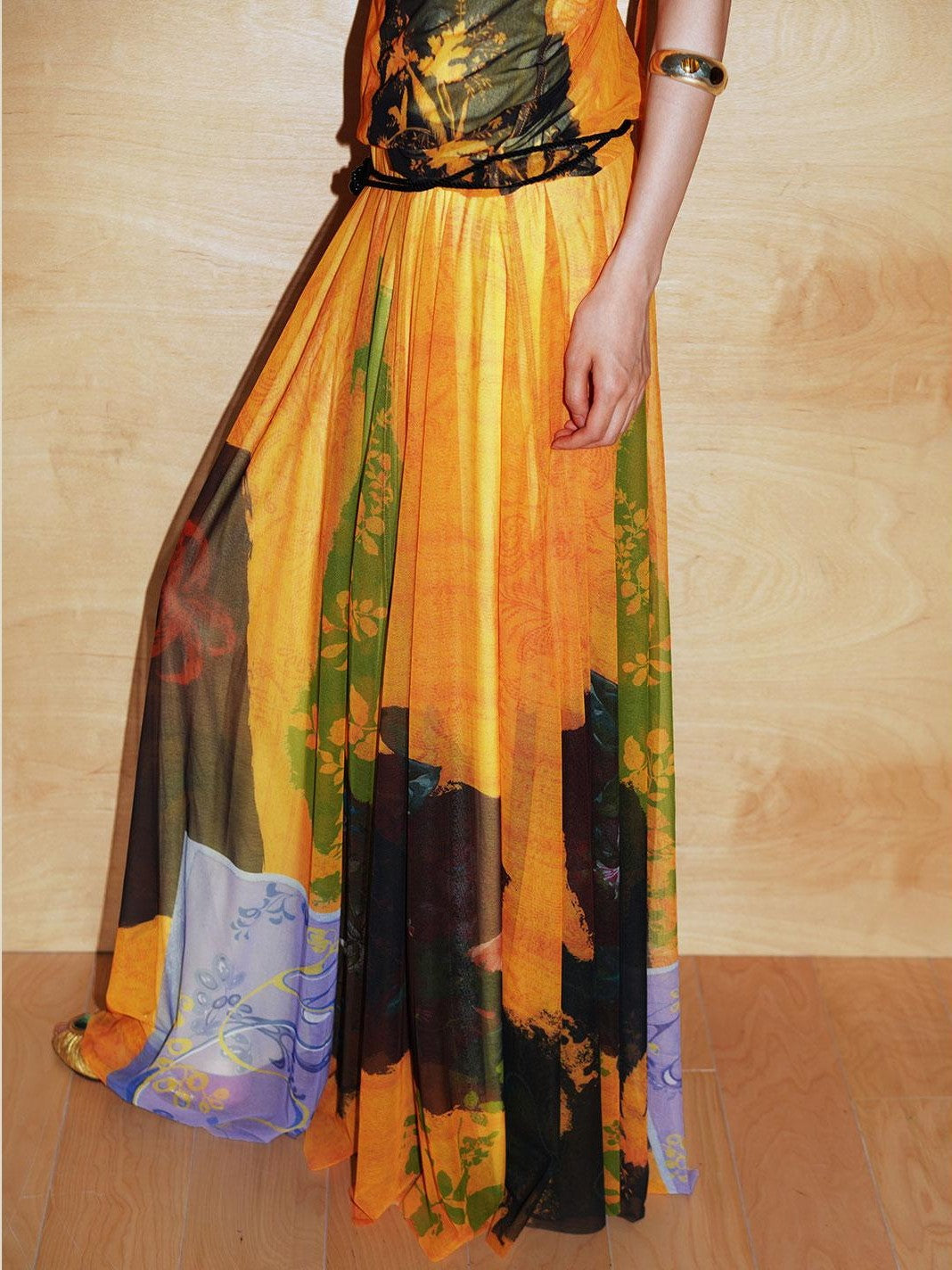 badtaste Yellow Western Printed Sleeveless Full Swing Women's Slip Maxi Dresses