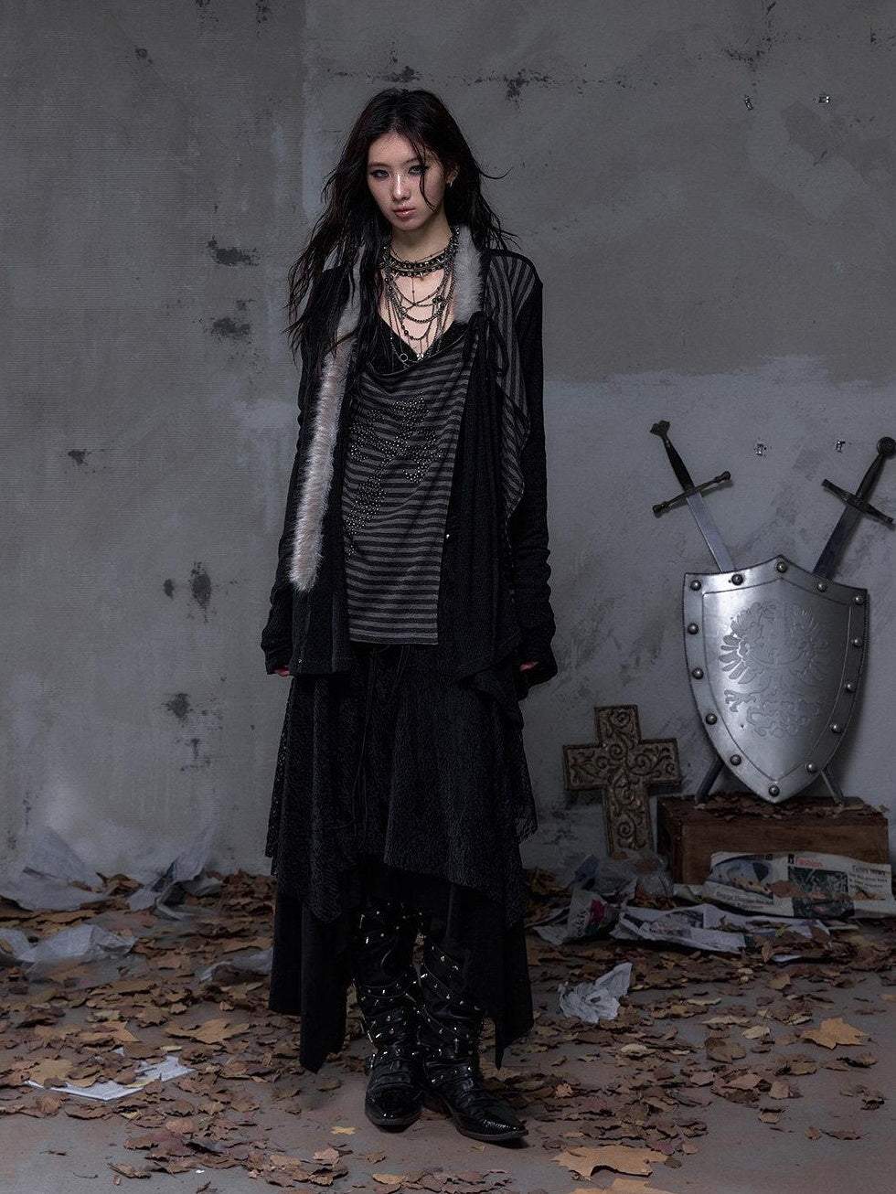 NO ROMANCE Cozy Soft V-neck Vintage Loose Striped For Women Knitwear Cardigans