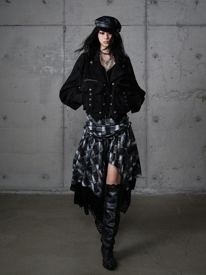 NO ROMANCE Palace Inspired Loose Fit Faux Two Piece Lapel Zipper Women Casual Jackets