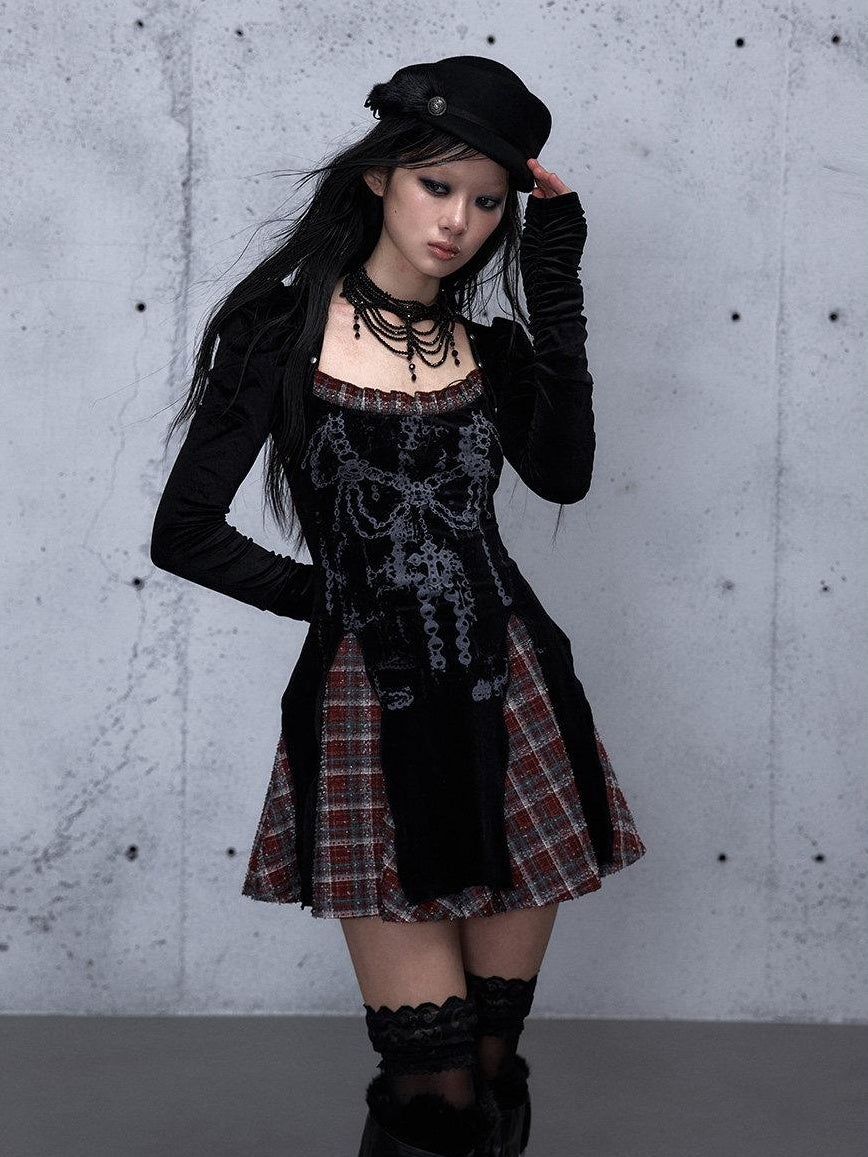 NO ROMANCE Vintage Puff Sleeve Square Neck Slim A Line Citywalk Party Casual Mini Dresses