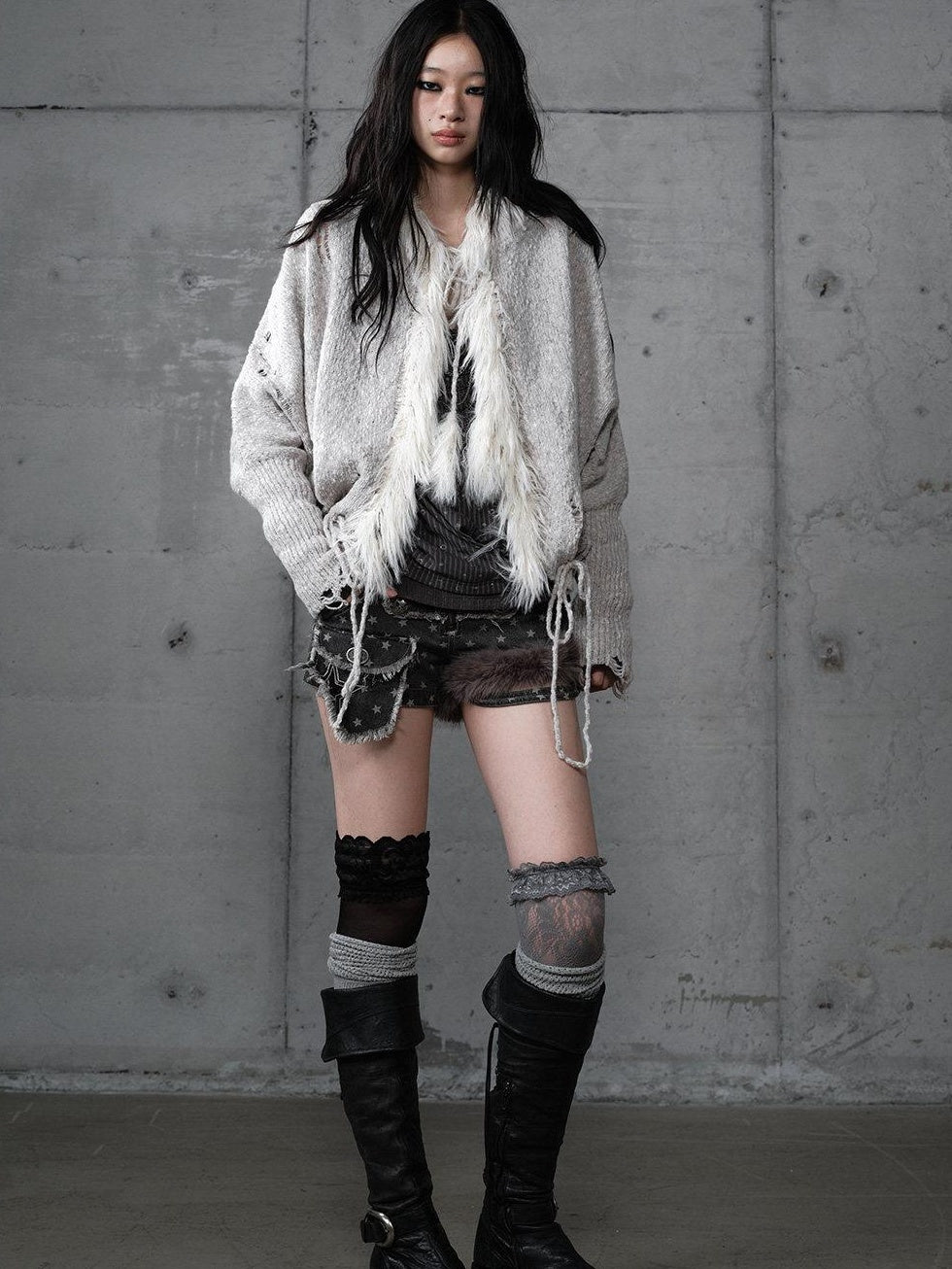 NO ROMANCE Cozy Wool Blend Vintage Loose Fringe Batwing Cardigan Women Knit Sweaters