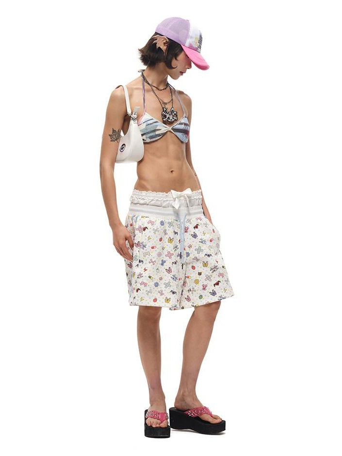 CFIERCE 100% Cotton Street Relaxed Wide Leg Drawstring Natural Waist Pocket Youth White