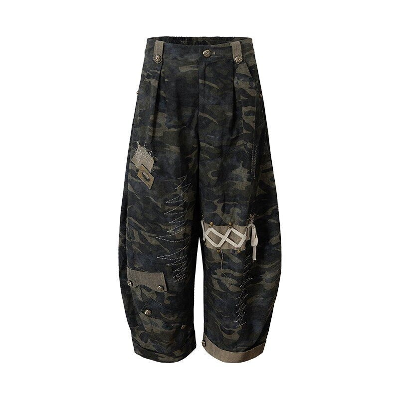 NO_ROMANCE_Embroidered_Cotton_Camo_Casual_Mid_Rise_Curved_Cut_Teen_Girls_Wide-Leg_Pants_MISSTT