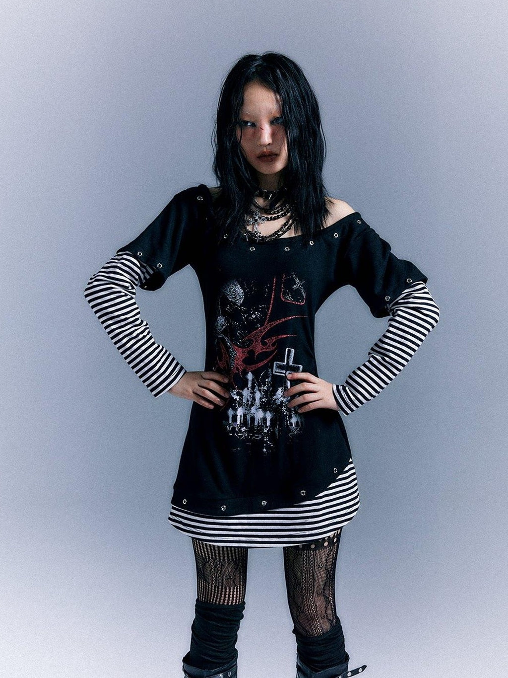 Frustration Garden Ruching Cinched Waist Street Cotton Long Sleeve Bardot Tee Casual Mini Dresses