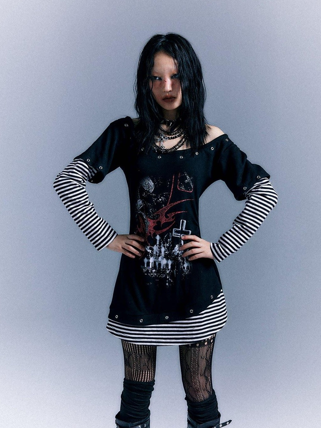 Frustration Garden Ruching Cinched Waist Street Cotton Long Sleeve Bardot Tee Casual Mini Dresses