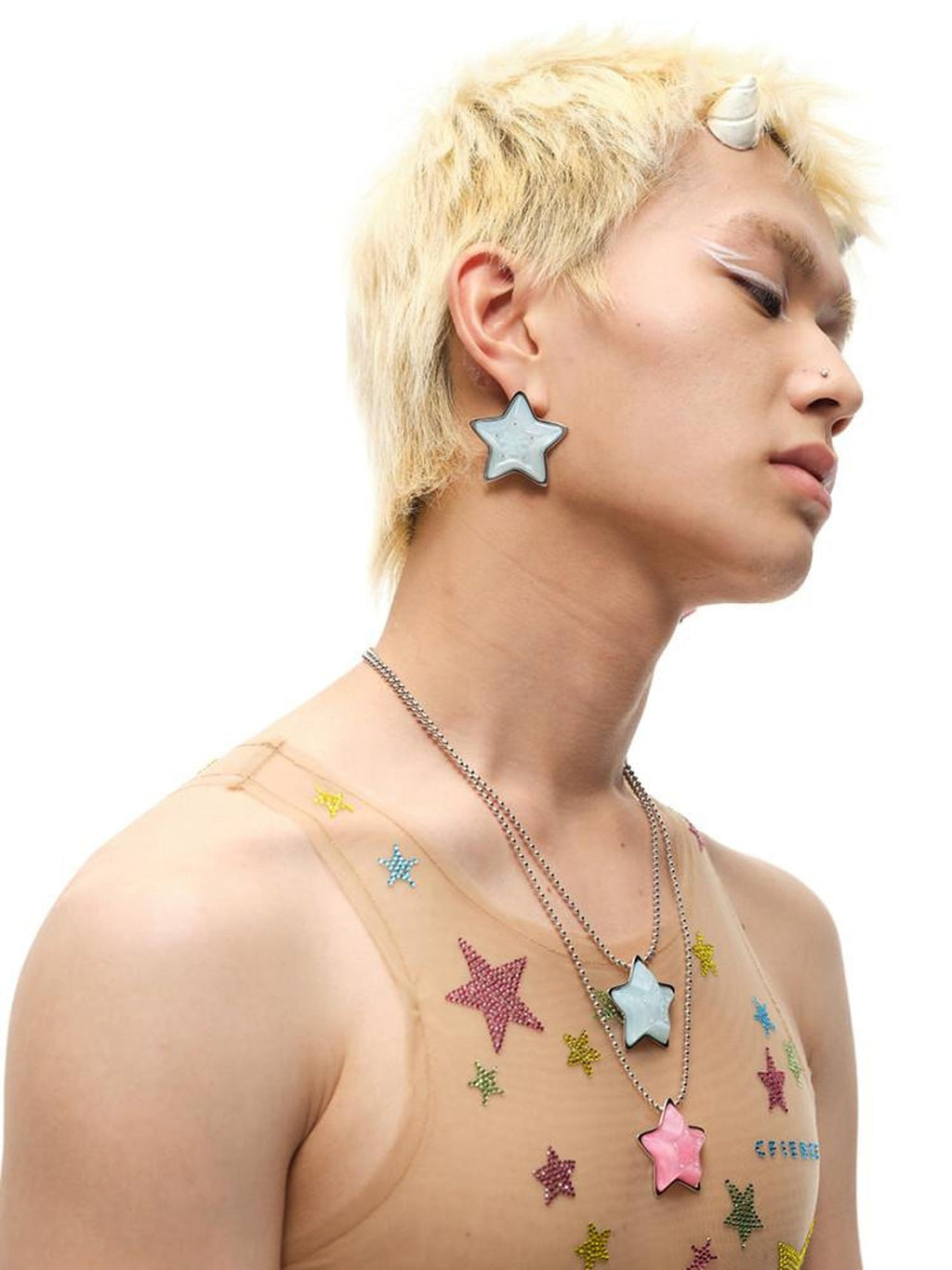 CFIERCE Premium Brass Mismatched Pink Blue Original Design Unisex Earrings 耳环