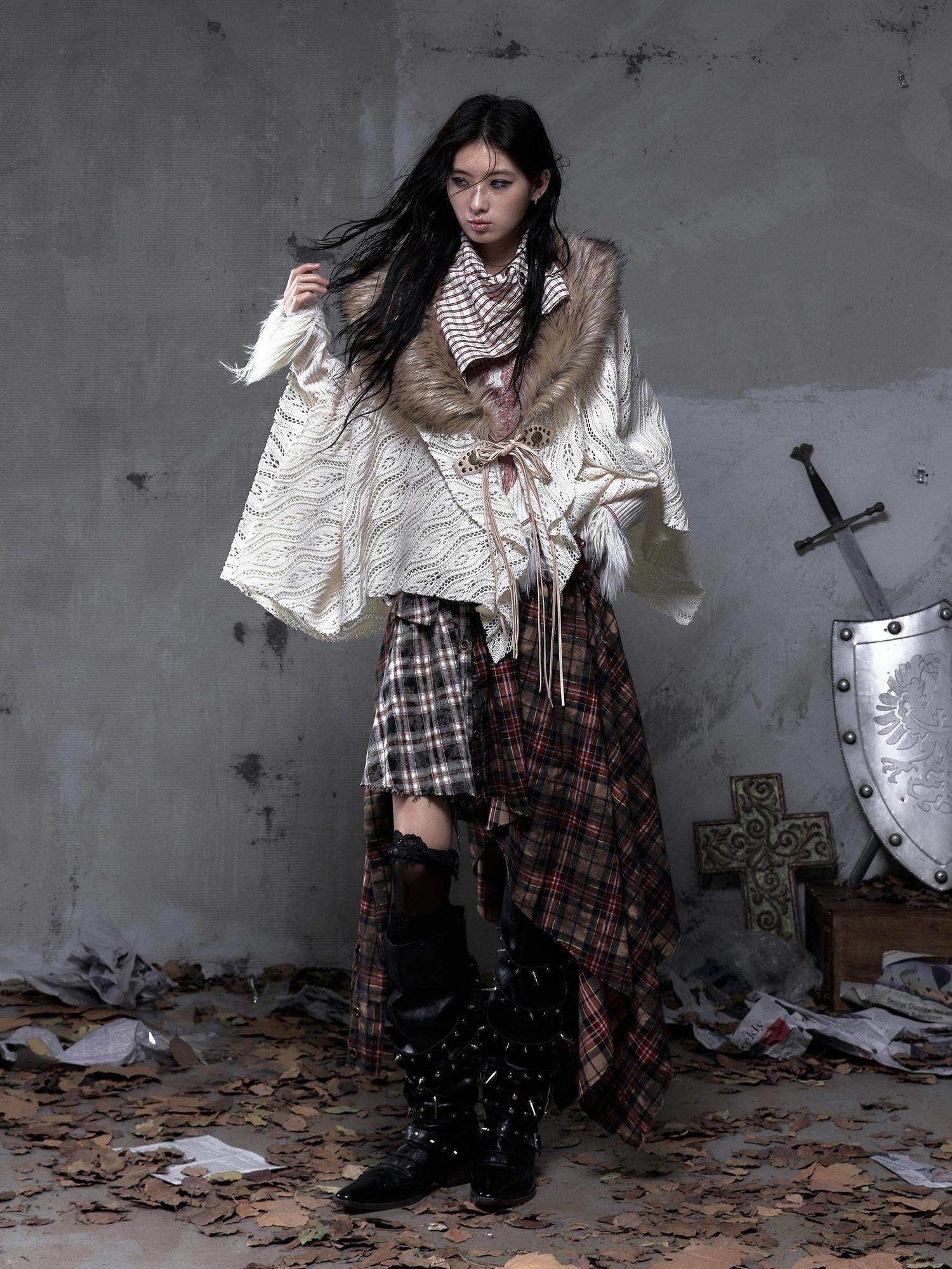 NO ROMANCE Edgy Patchwork Asymmetric Slim Mid Waist Women Citywalk Midi Skirts