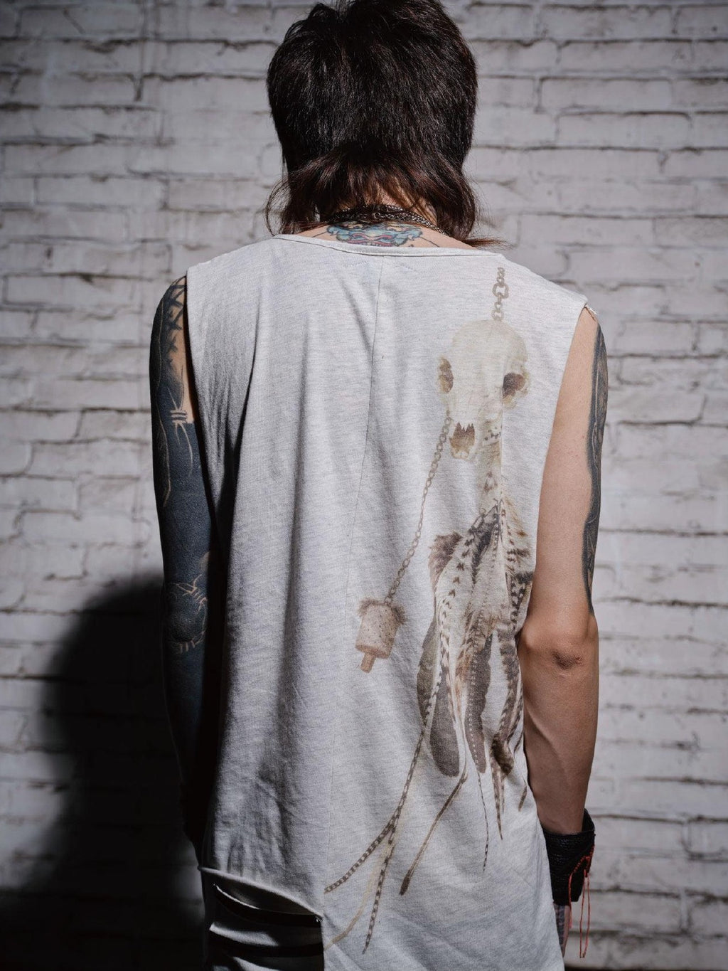The space between Us Visual Feather Skull Rock Tribal Round Neck Women's Cotton Tank Tops