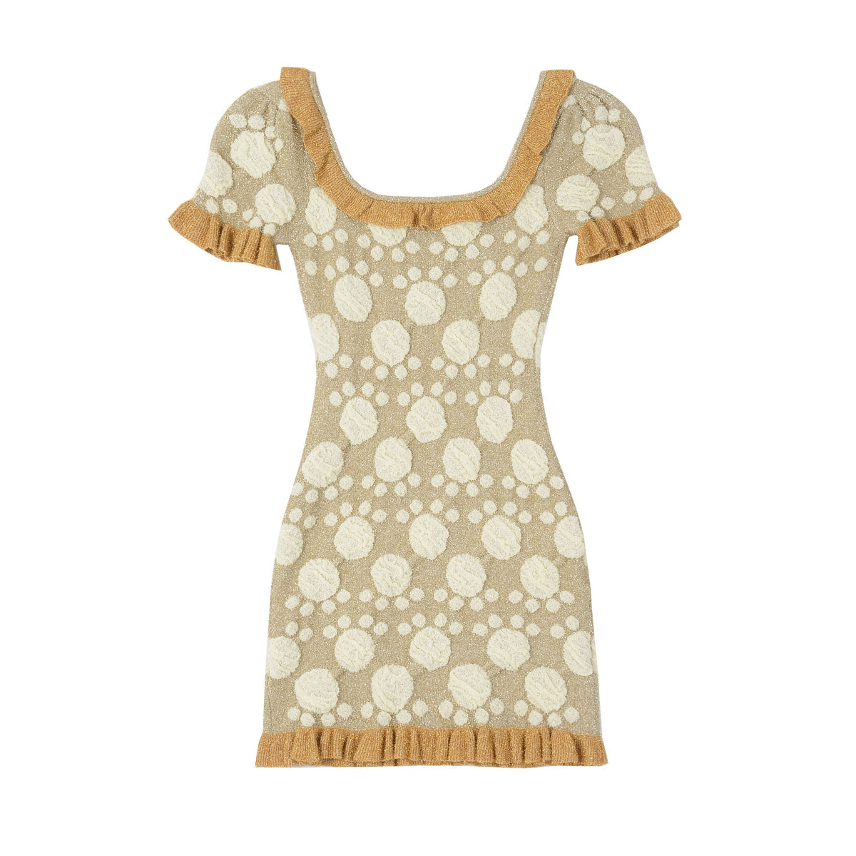 cidhiidhi_Gold_Jacquard_U_Neck_Cinched_Waist_Bubble_Sleeve_Women's_Bodycon_Mini_Dresses_1025378465874_MISSTT