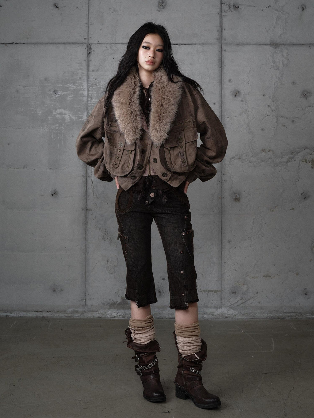 NO ROMANCE Vintage Oversized Plaid Lapel Button Front Long Sleeve Women Casual Jackets