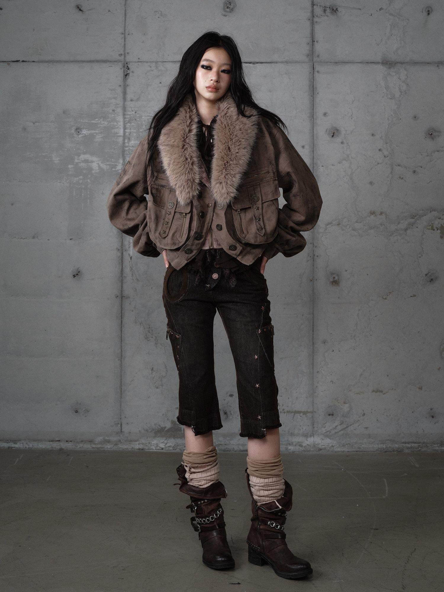 NO ROMANCE Vintage Oversized Plaid Lapel Button Front Long Sleeve Women Casual Jackets