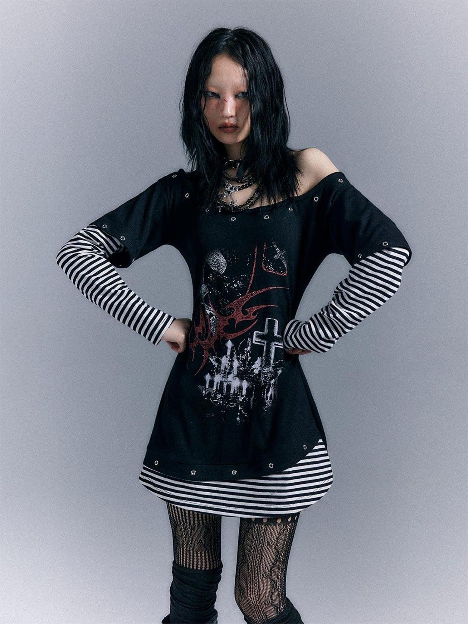 Frustration Garden Ruching Cinched Waist Street Cotton Long Sleeve Bardot Tee Casual Mini Dresses