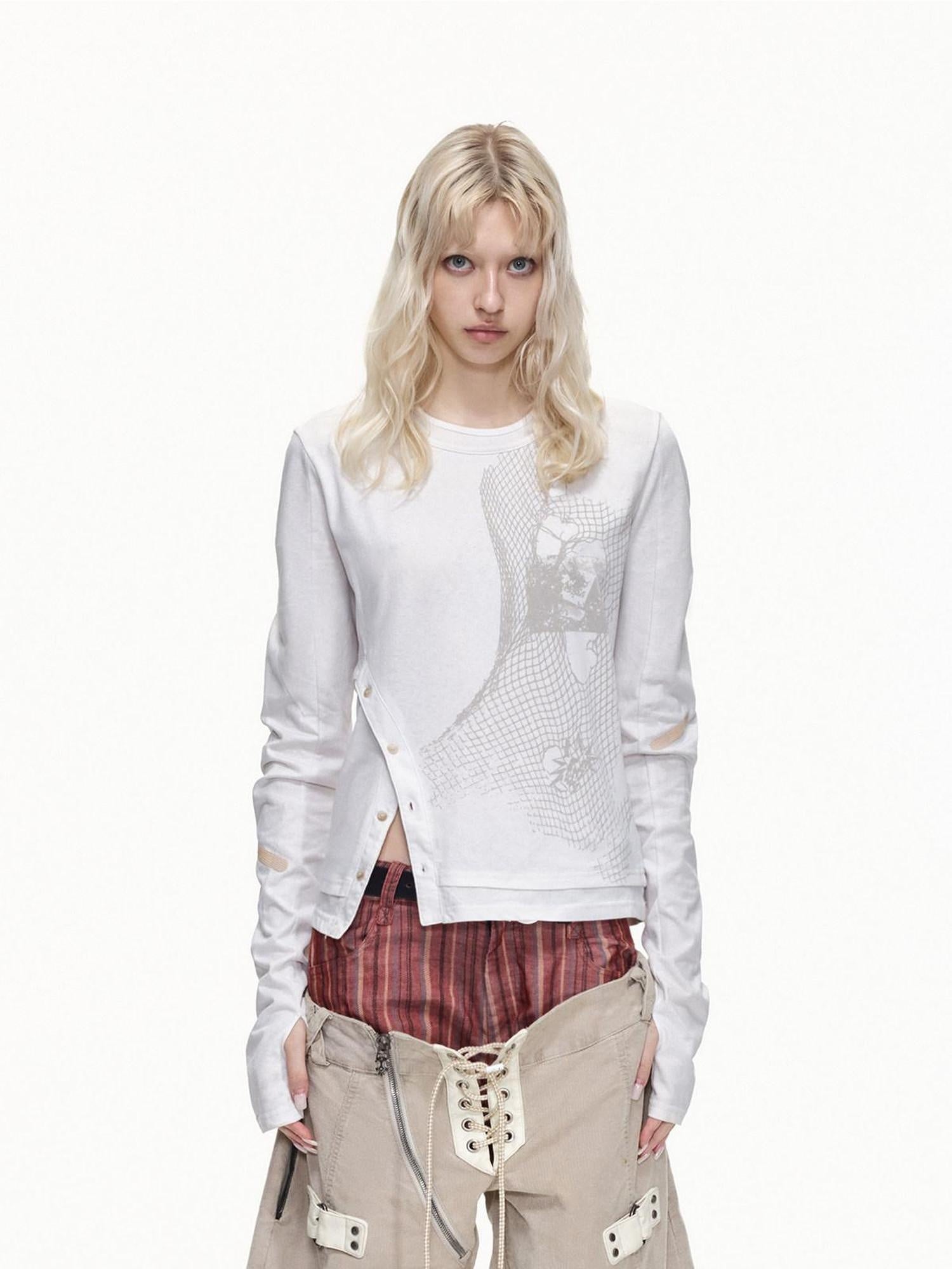 EMOBROTHER Non Iron Embroidered Loose Breathable Unisex Cotton Blend Long Sleeve T-Shirts