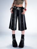 Frustration_Garden_Washed_Black_Punk_Loose_Natural_Waist_Zipper_Women_High_Cotton_Denim_Shorts_MISSTT